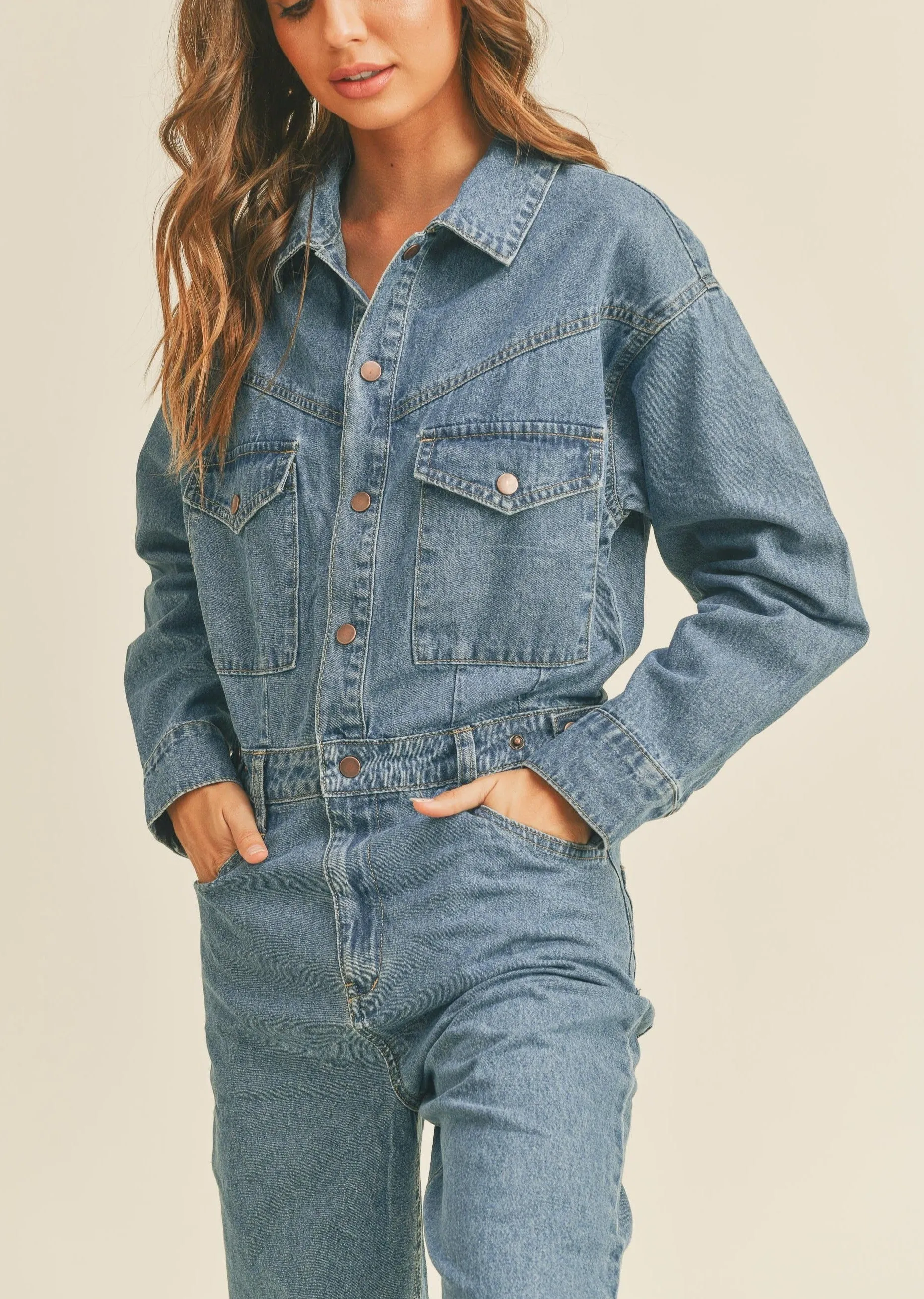 Washed Denim Utility Jumpsuit sold by Evercado product image thumbnail 5