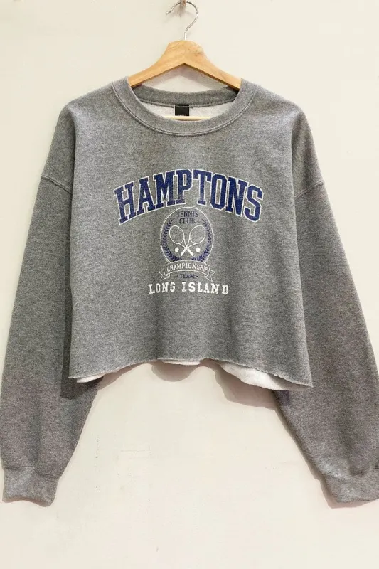 Hamptons Graphic Cropped Sweatshirts sold by Evercado