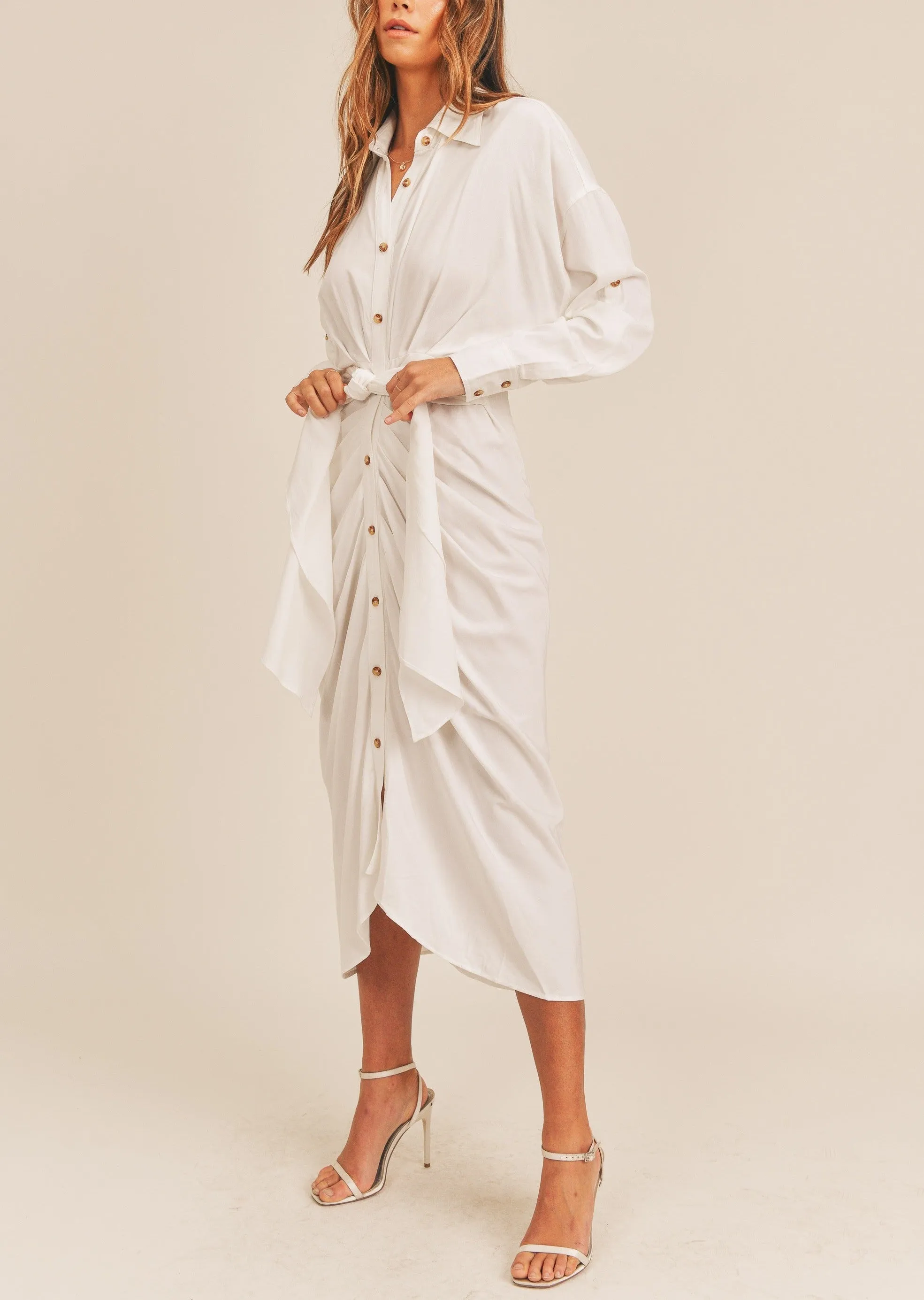 Elegant Shirt Midi Dress sold by Evercado