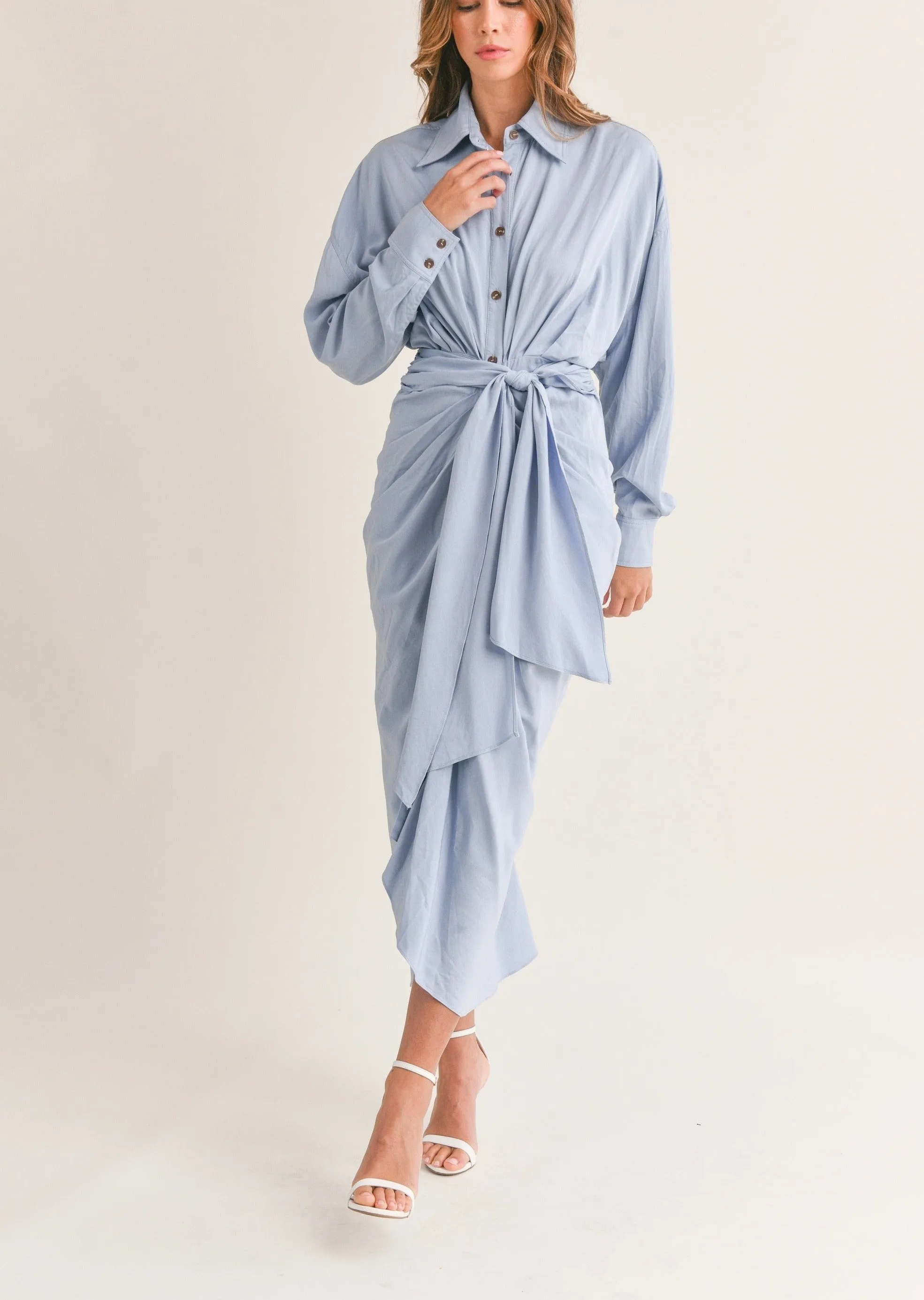 Elegant Shirt Midi Dress sold by Evercado product image thumbnail 4
