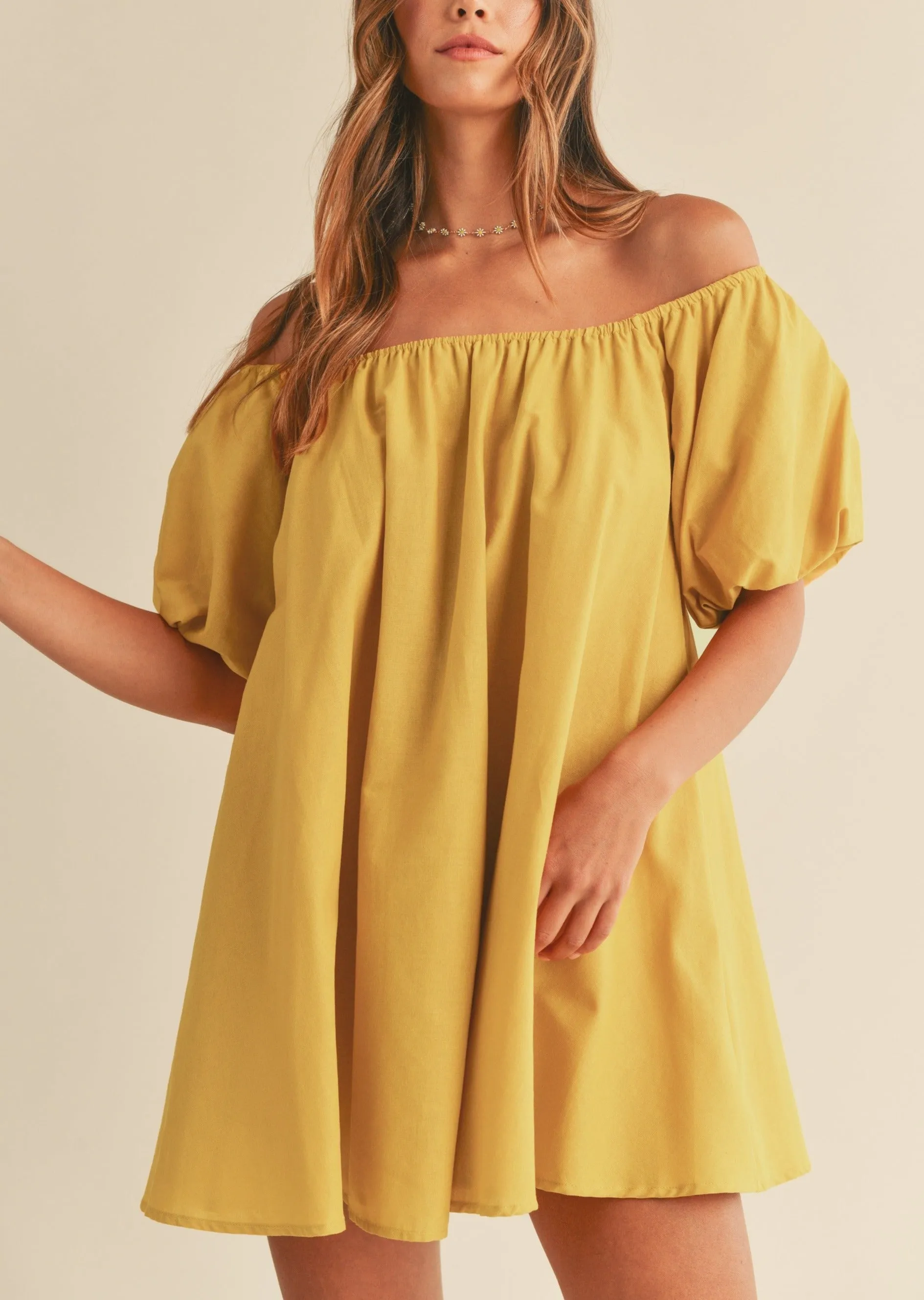 Off Shoulder Puff Sleeve Mini Dress sold by Evercado product image thumbnail 4