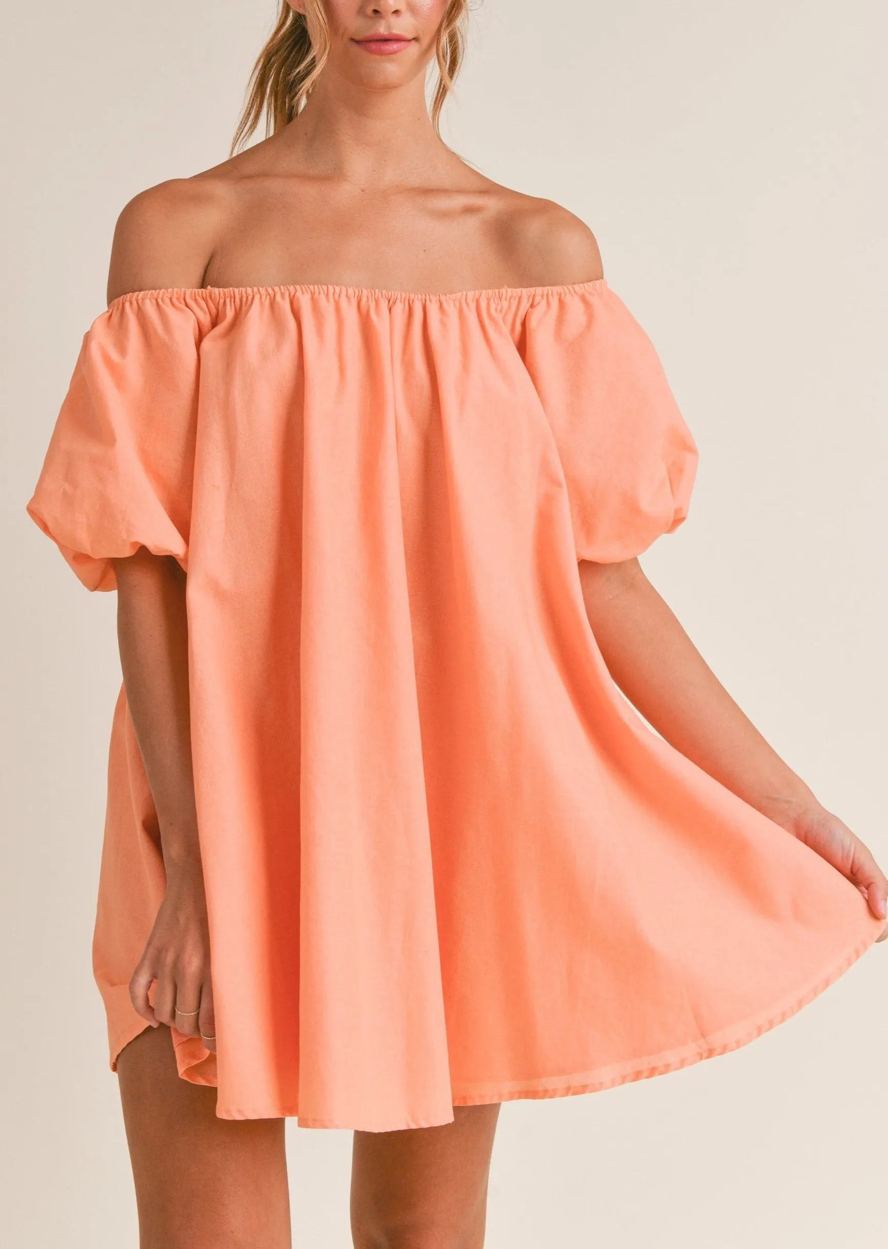 Off Shoulder Puff Sleeve Mini Dress sold by Evercado