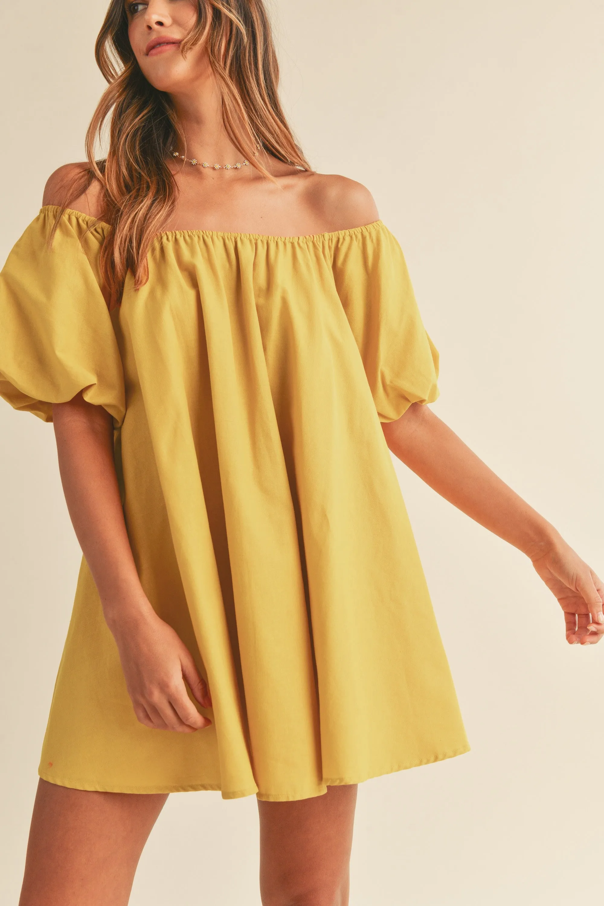 Off Shoulder Puff Sleeve Mini Dress sold by Evercado product image thumbnail 3