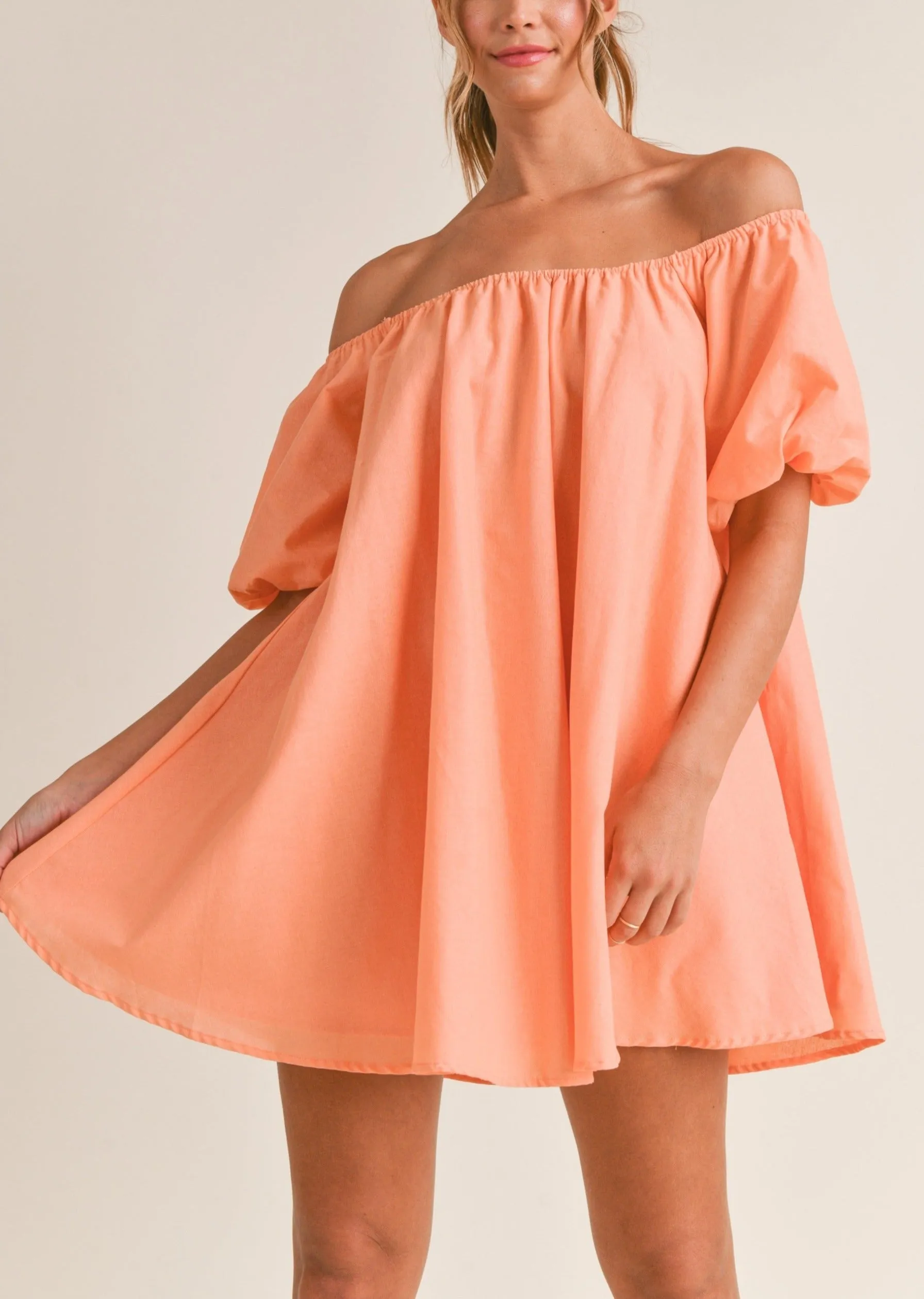 Off Shoulder Puff Sleeve Mini Dress sold by Evercado product image thumbnail 2