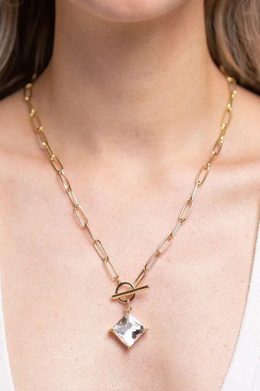 Link Chain Crystal Necklace sold by Evercado