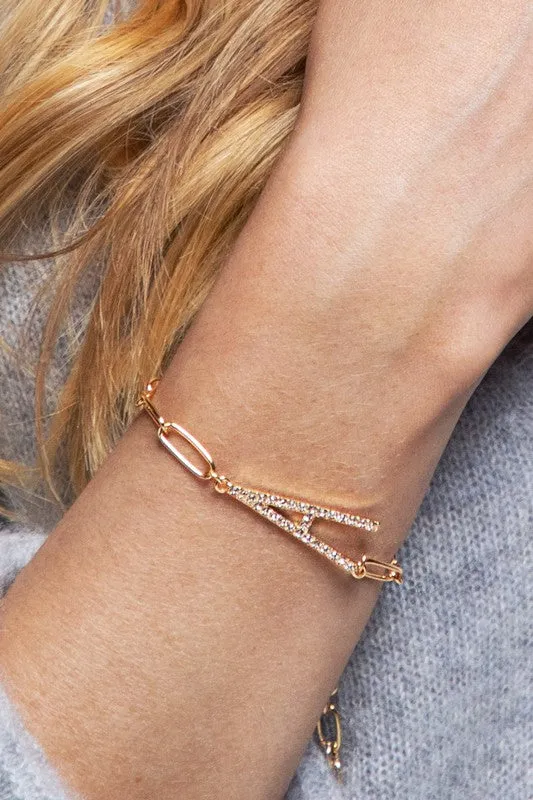 Crystal Initial Letter Bracelet sold by Evercado
