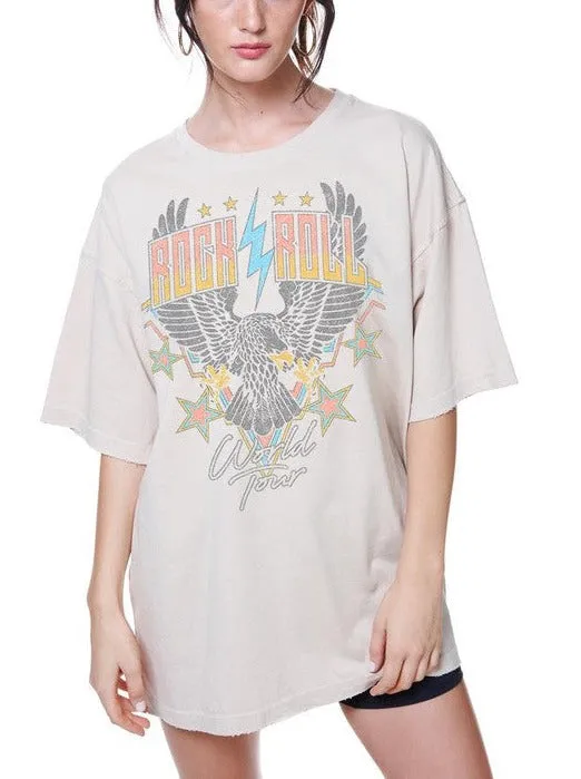 Rock and Roll Oversize Vintage Graphic Tee sold by Evercado product image thumbnail 2