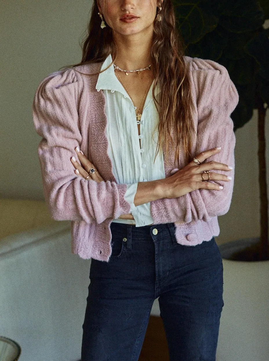 Scallop Puff Sleeve Cardigan sold by Evercado product image thumbnail 4