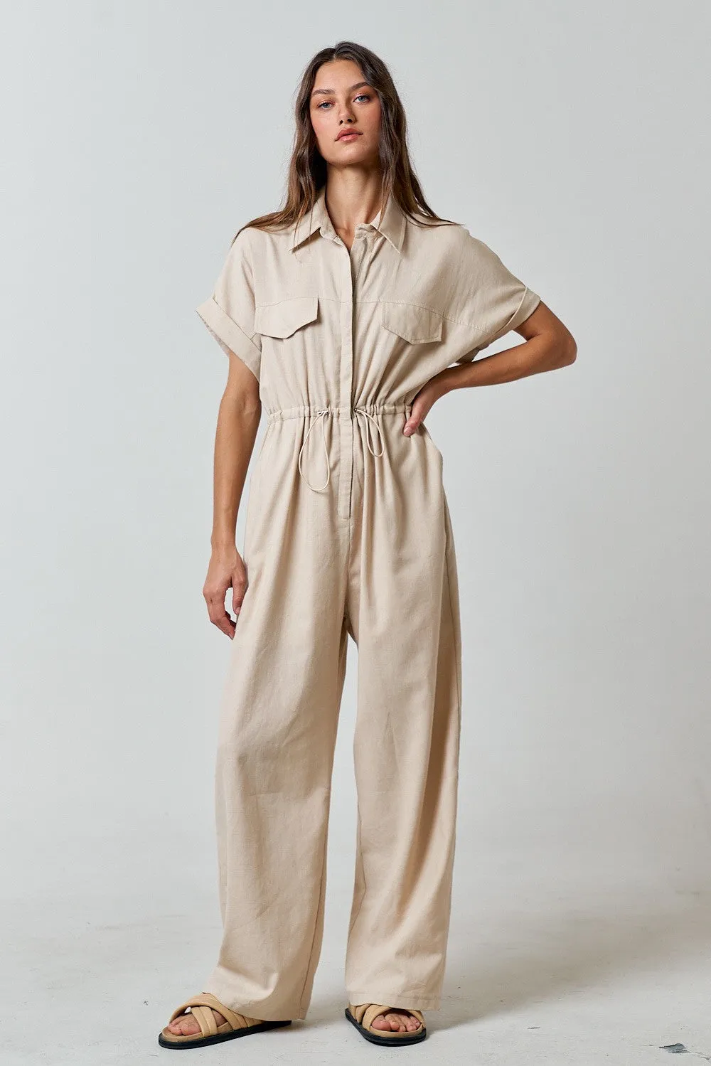 Linen Zip Up Jumpsuit sold by Evercado product image thumbnail 2