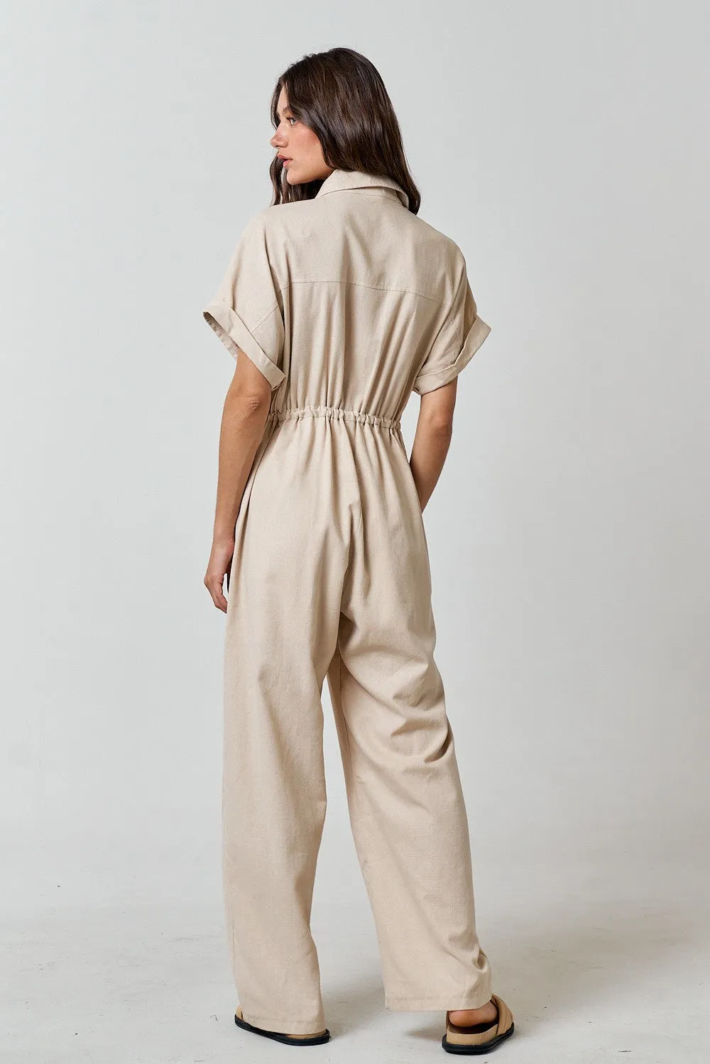 Linen Zip Up Jumpsuit sold by Evercado product image thumbnail 4