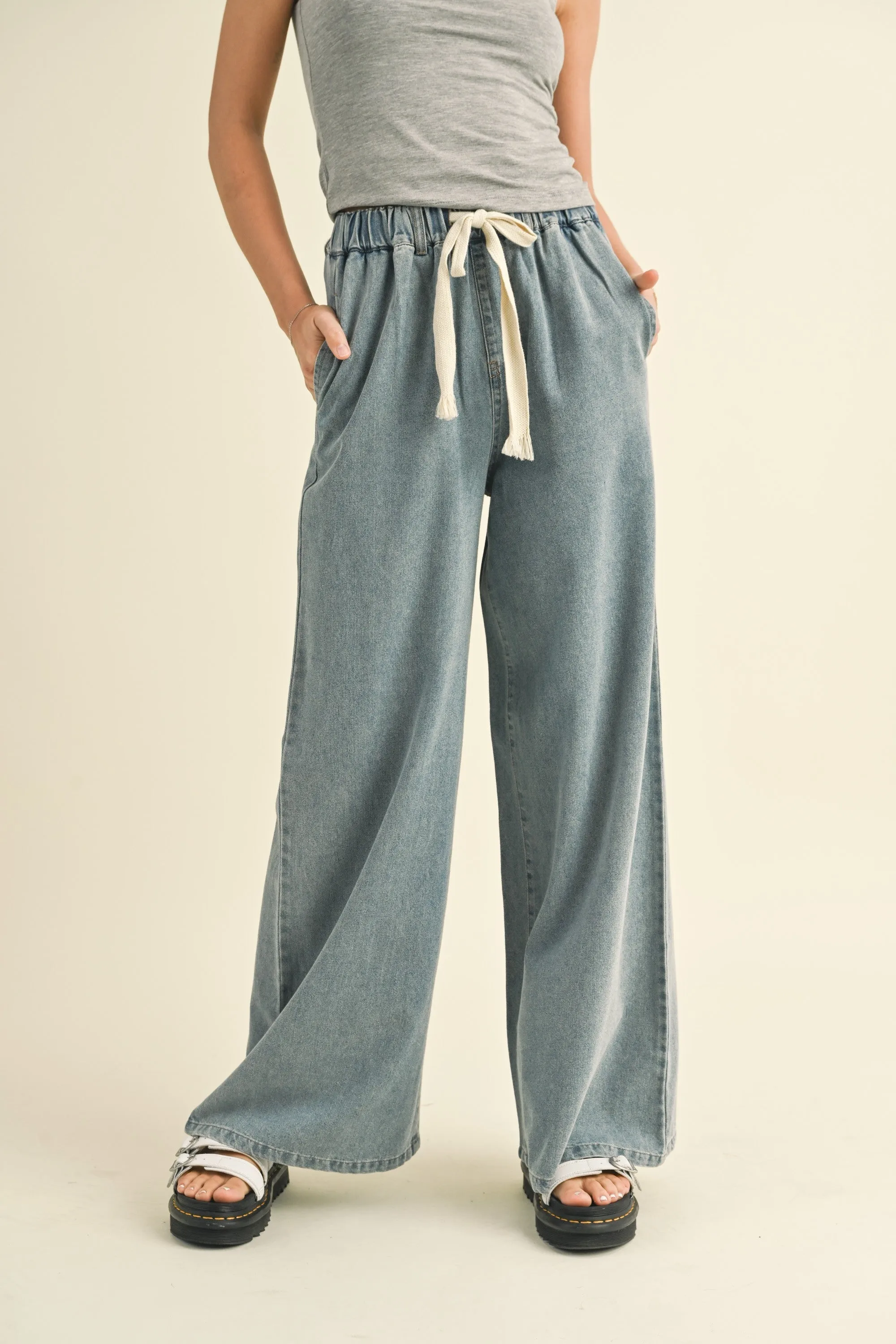 Denim Wide Leg Pants sold by Evercado
