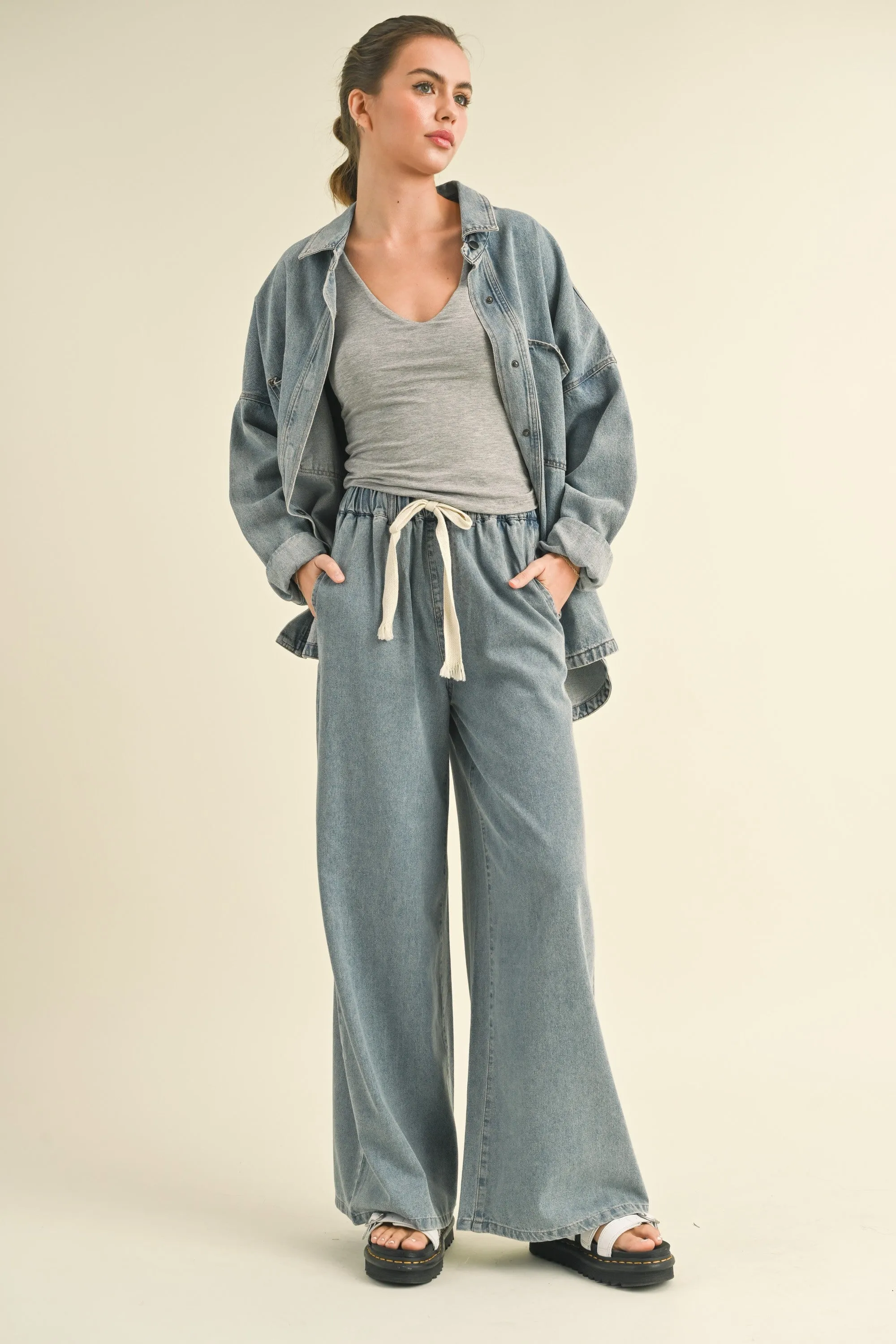 Denim Wide Leg Pants sold by Evercado product image thumbnail 5
