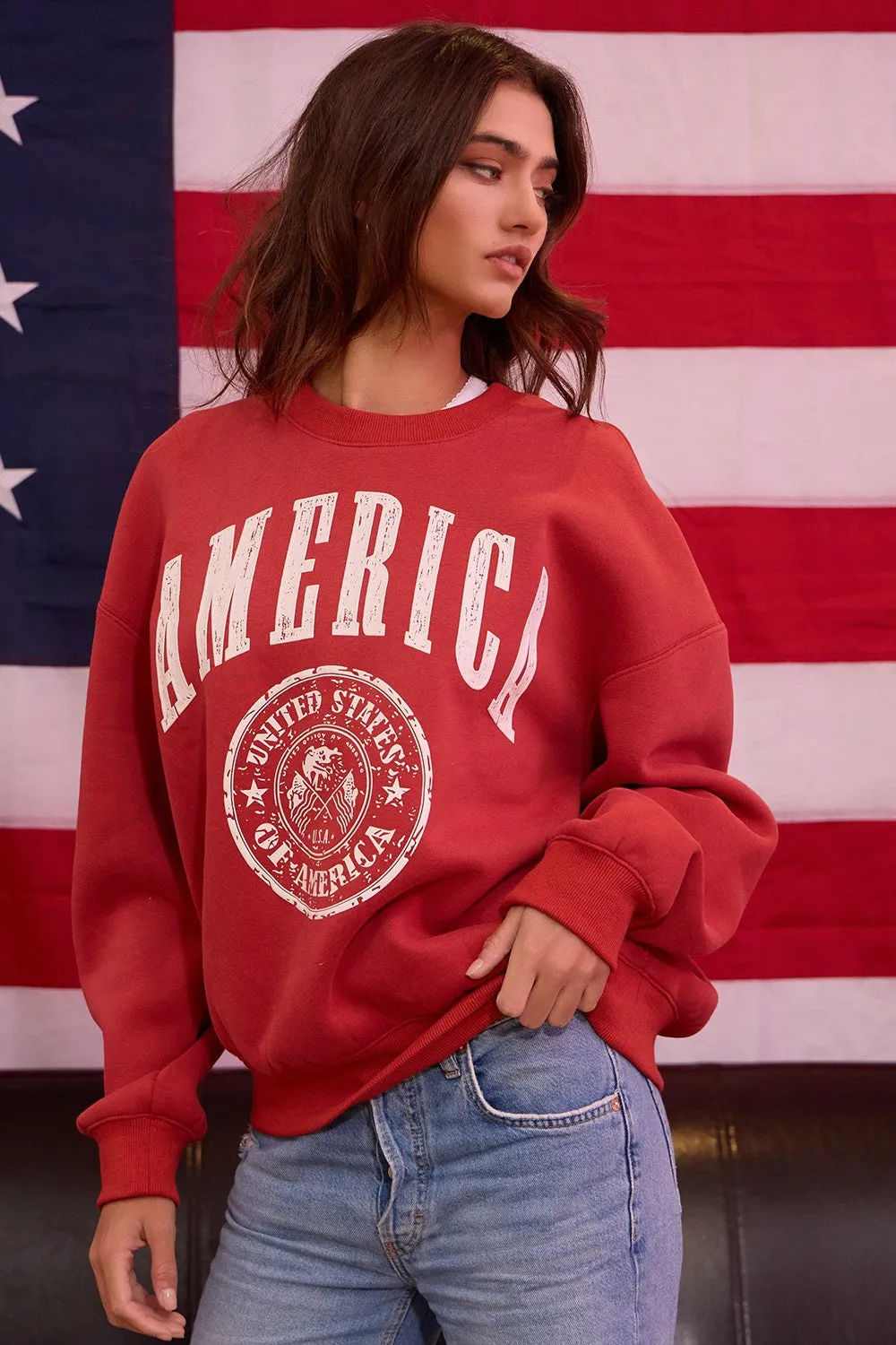 Vintage-Inspired America Fleece Sweatshirt sold by Evercado product image thumbnail 2