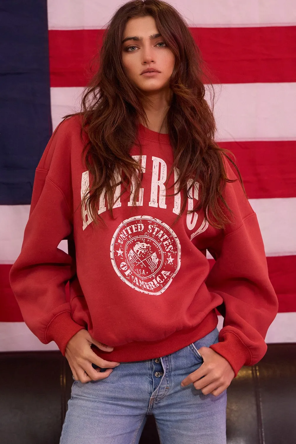 Vintage-Inspired America Fleece Sweatshirt sold by Evercado product image thumbnail 5