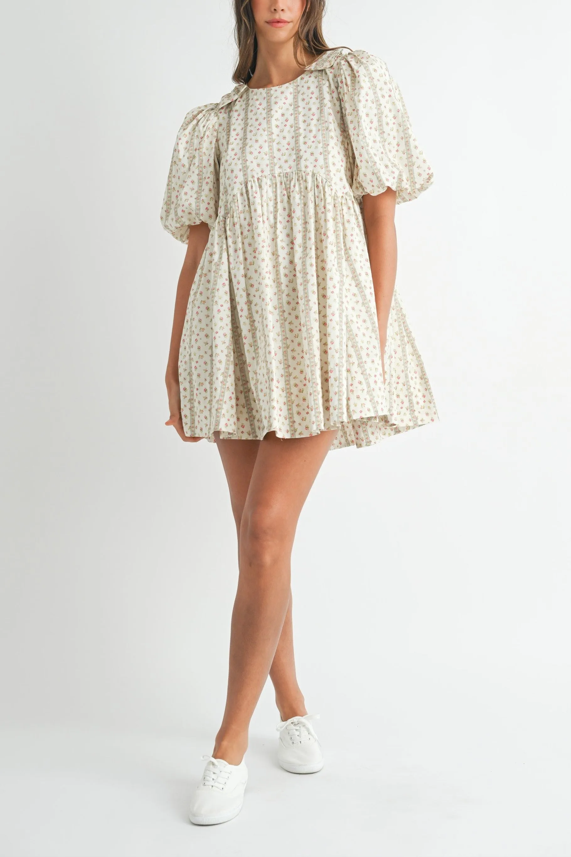 Floral Print Puff Sleeve Mini Dress sold by Evercado product image thumbnail 2