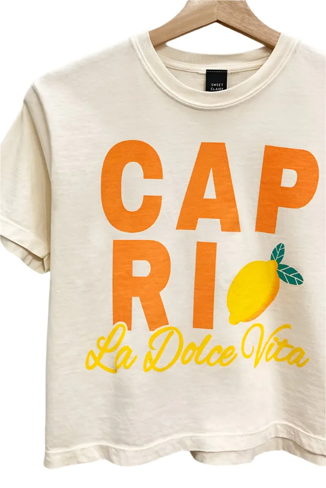 Capri “La Dolce Vita” Lemon Graphic Crop Tee sold by Evercado product image thumbnail 2