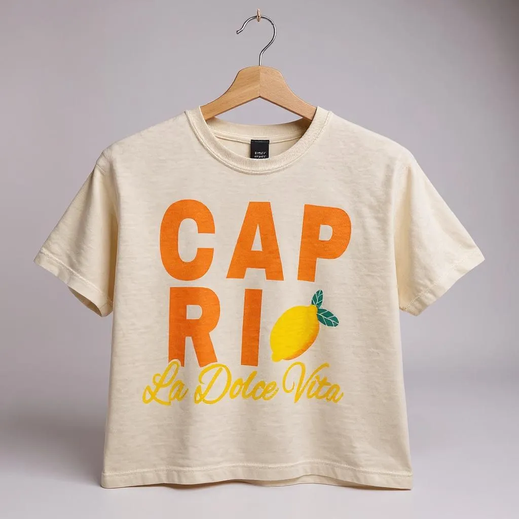 Capri “La Dolce Vita” Lemon Graphic Crop Tee sold by Evercado