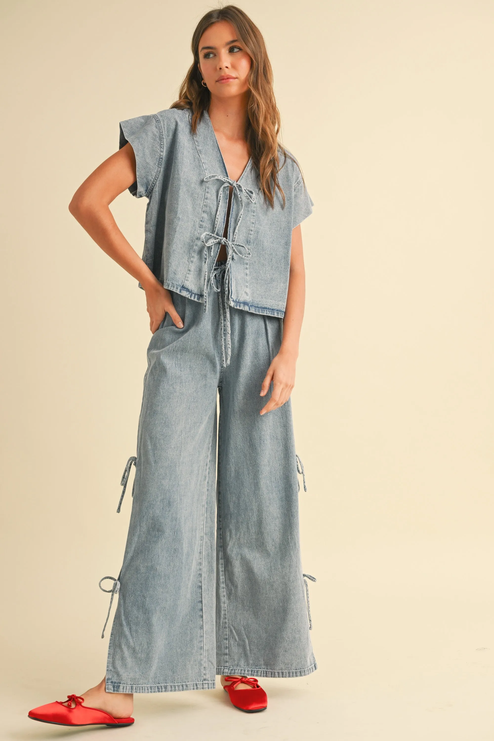 Tie Front Denim Top sold by Evercado product image thumbnail 2