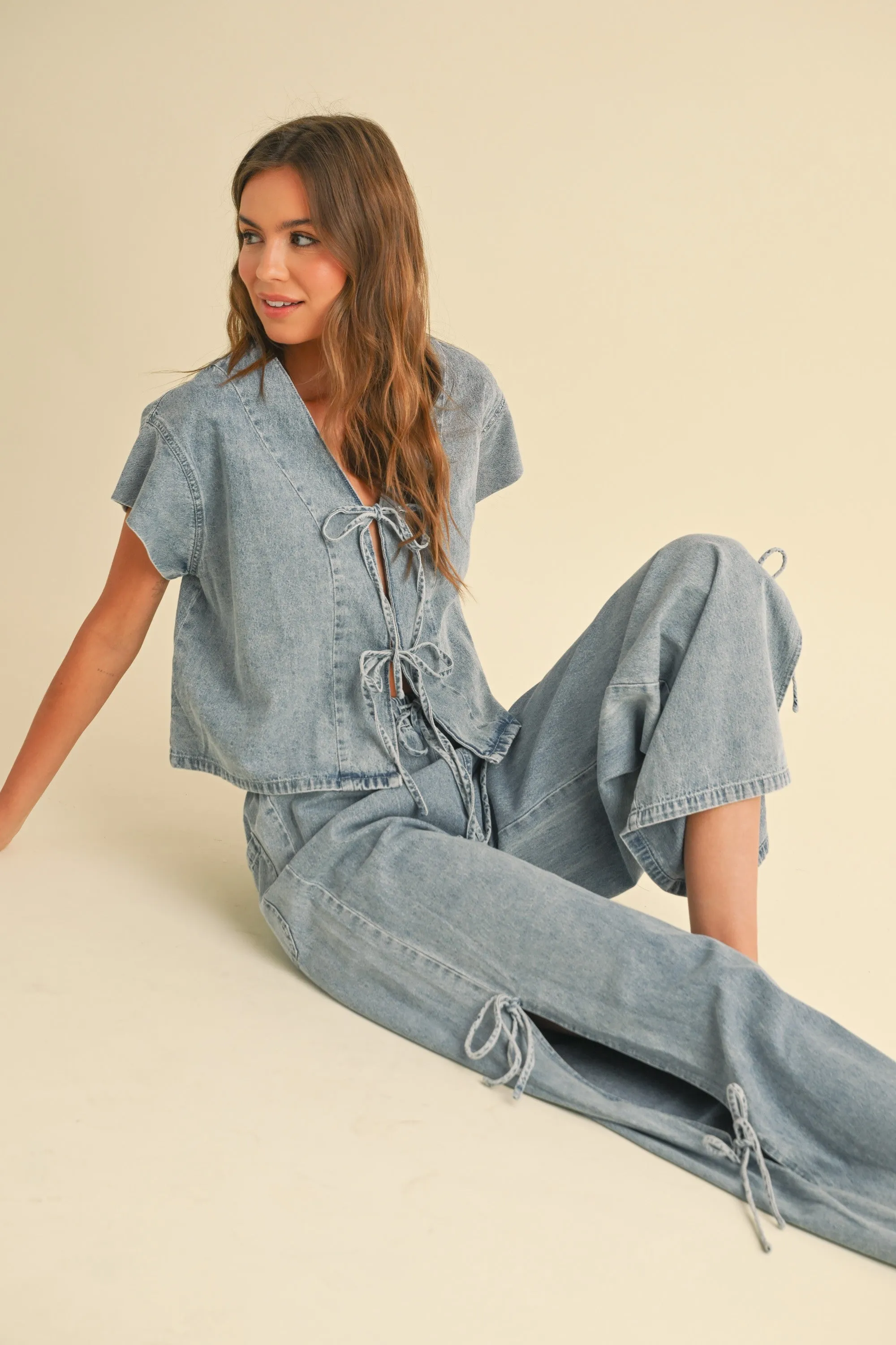 Tie Front Denim Top sold by Evercado product image thumbnail 5