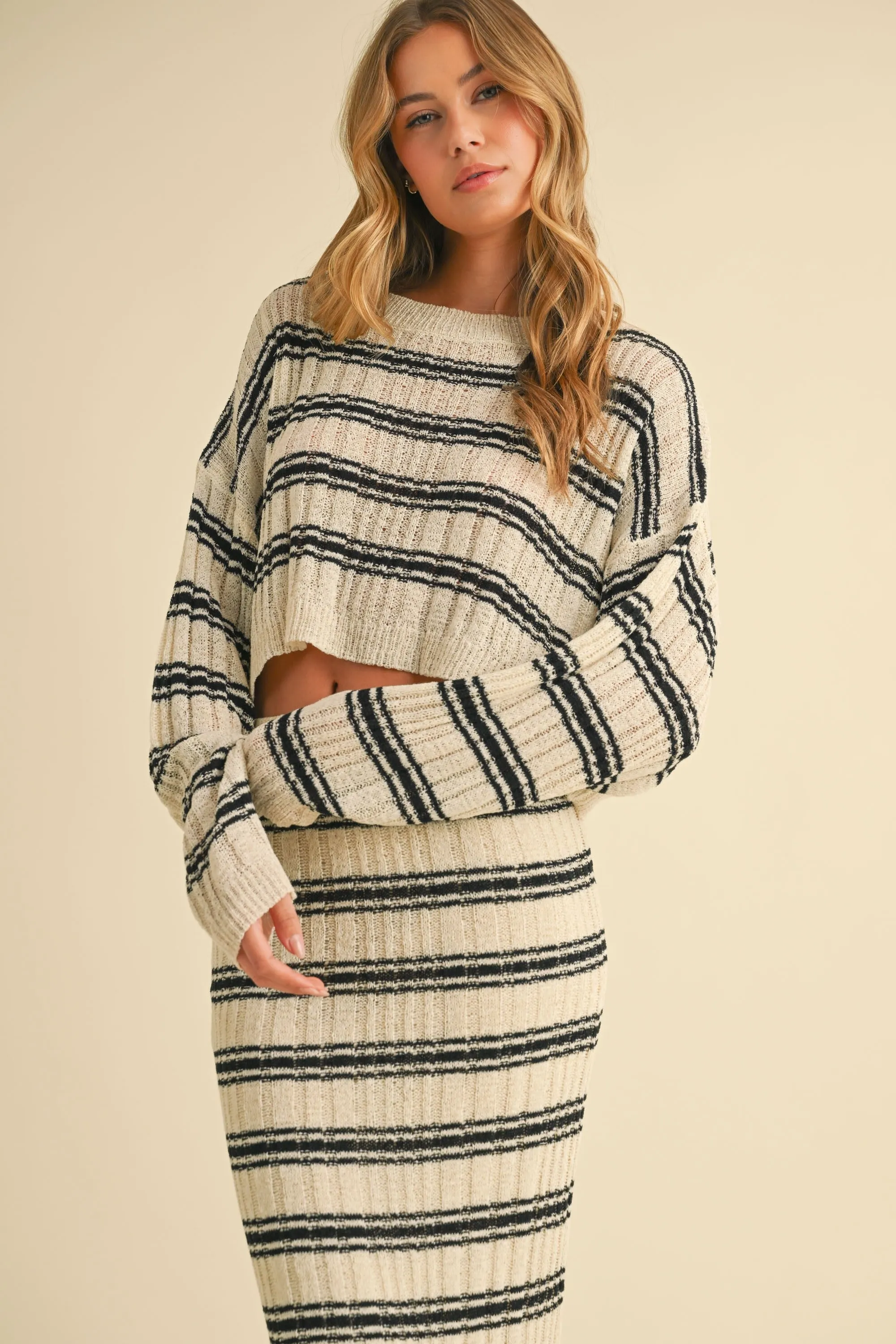 Cozy Striped Knit Two-Piece Set sold by Evercado product image thumbnail 3