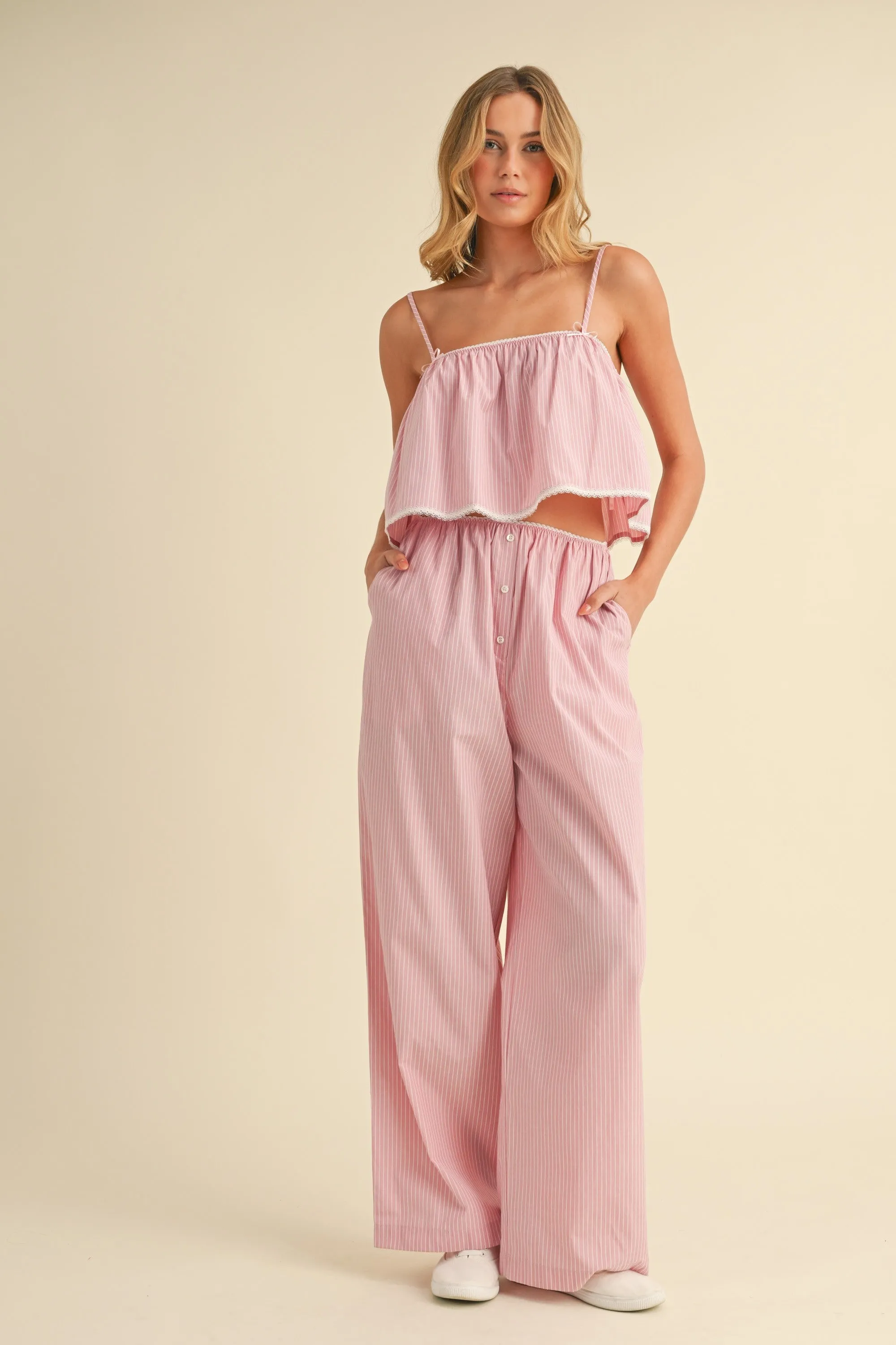 Striped Cami Crop Top & Pants Set sold by Evercado product image thumbnail 5