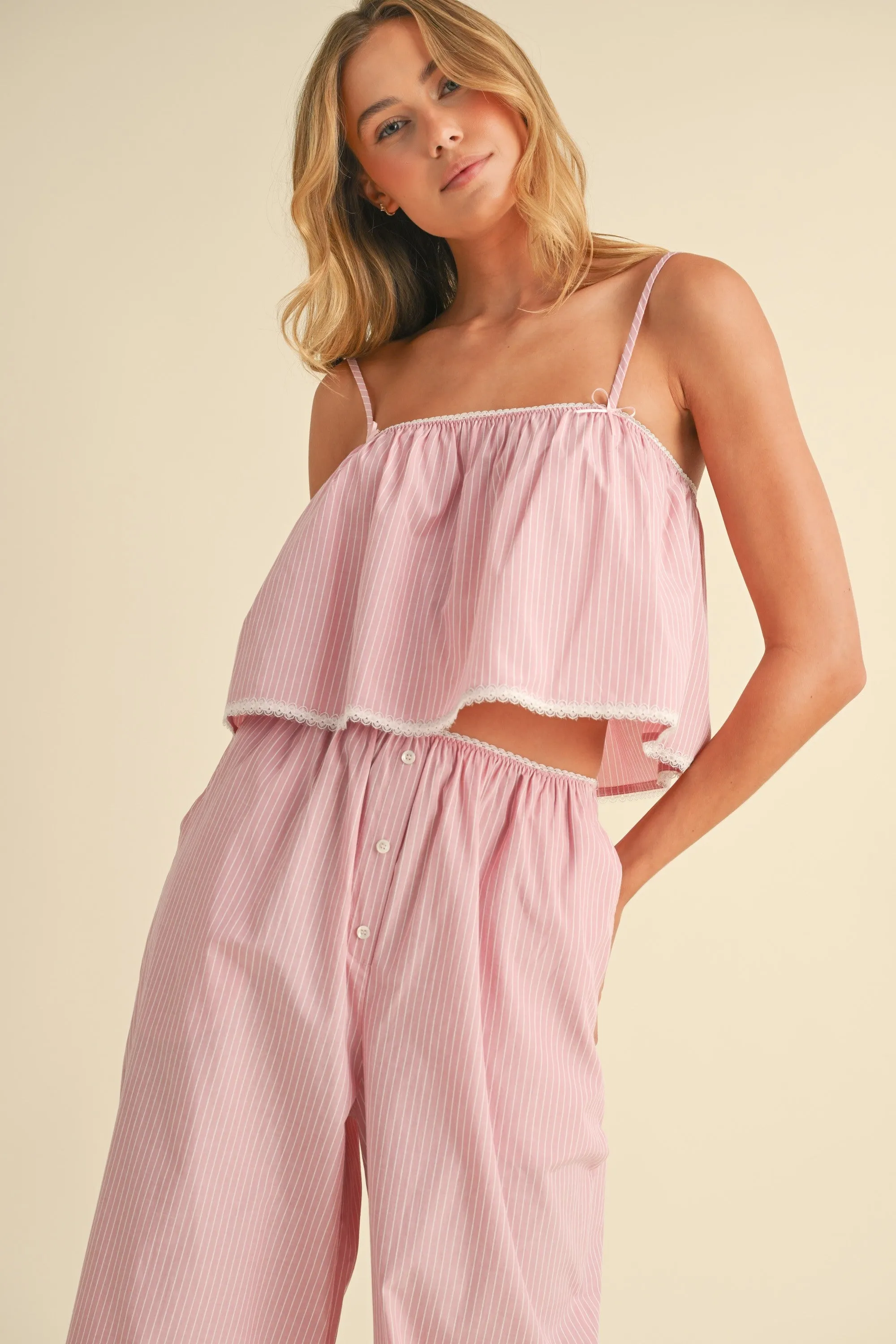 Striped Cami Crop Top & Pants Set sold by Evercado product image thumbnail 3