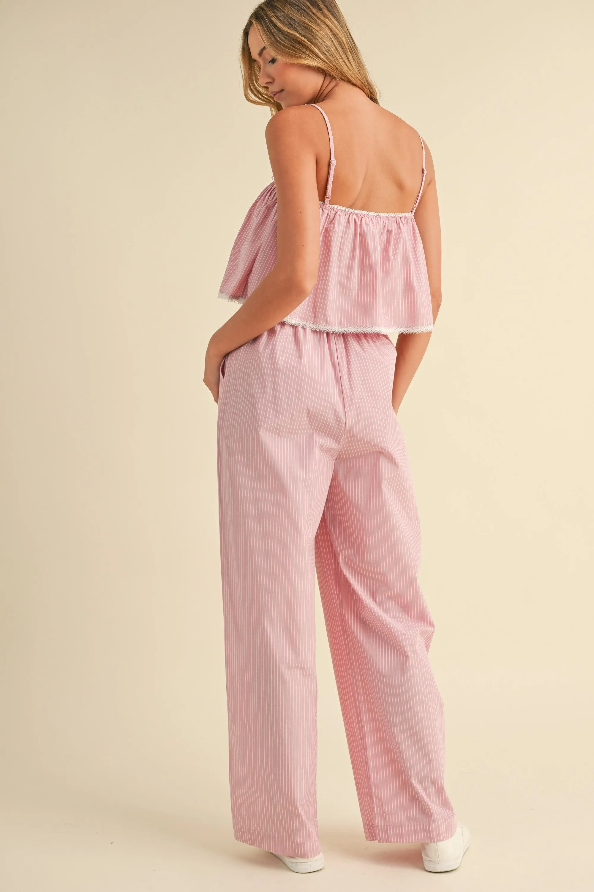 Striped Cami Crop Top & Pants Set sold by Evercado product image thumbnail 2