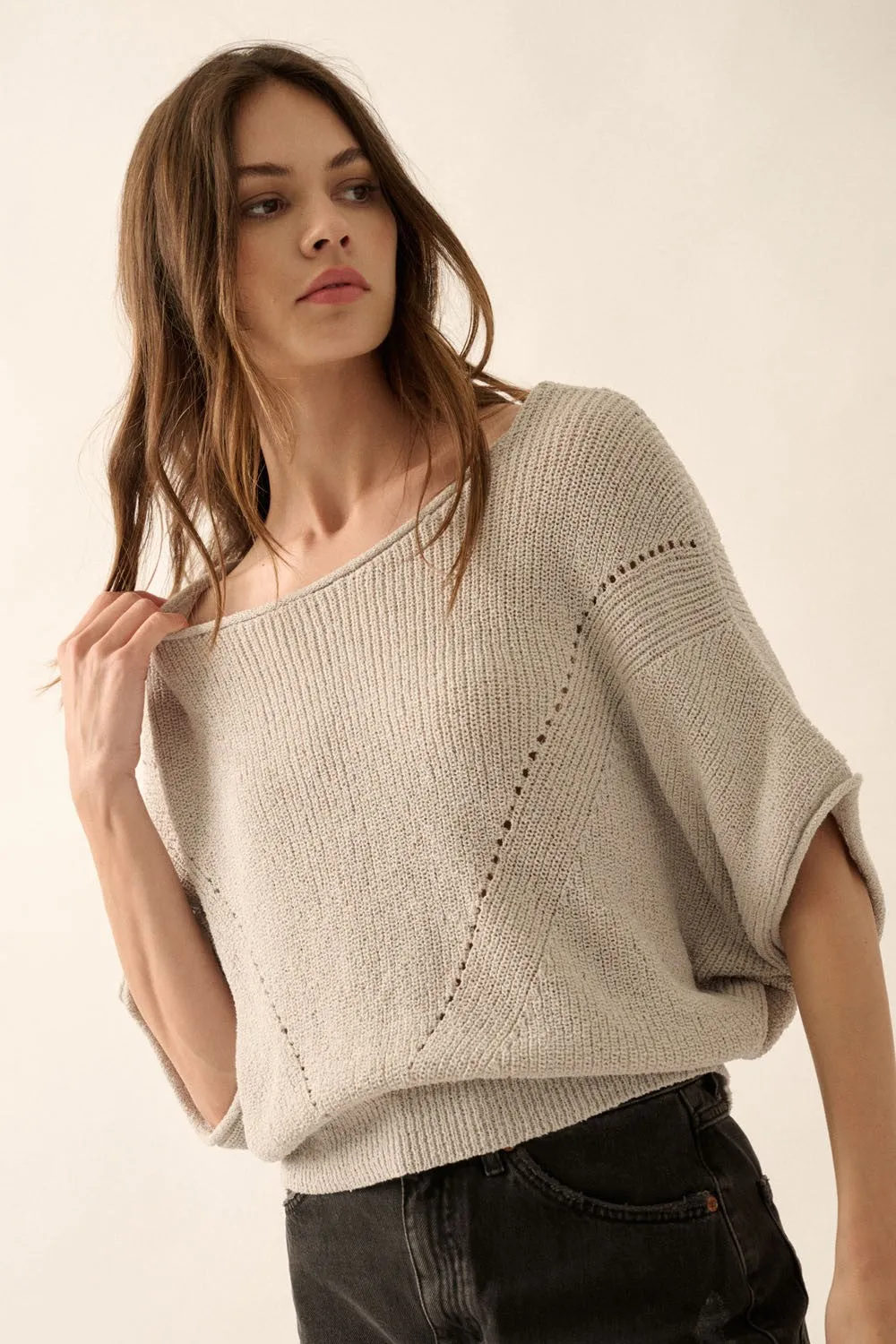 Relaxed Knit Dolman Sleeve Top sold by Evercado product image thumbnail 4