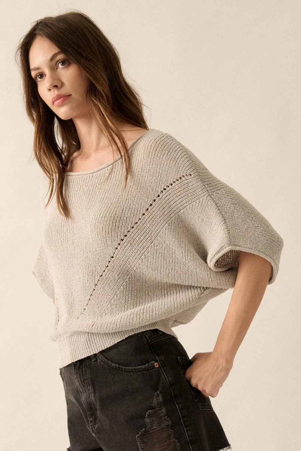 Relaxed Knit Dolman Sleeve Top sold by Evercado product image thumbnail 2