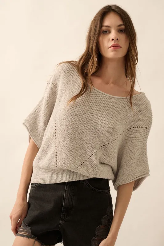 Relaxed Knit Dolman Sleeve Top sold by Evercado