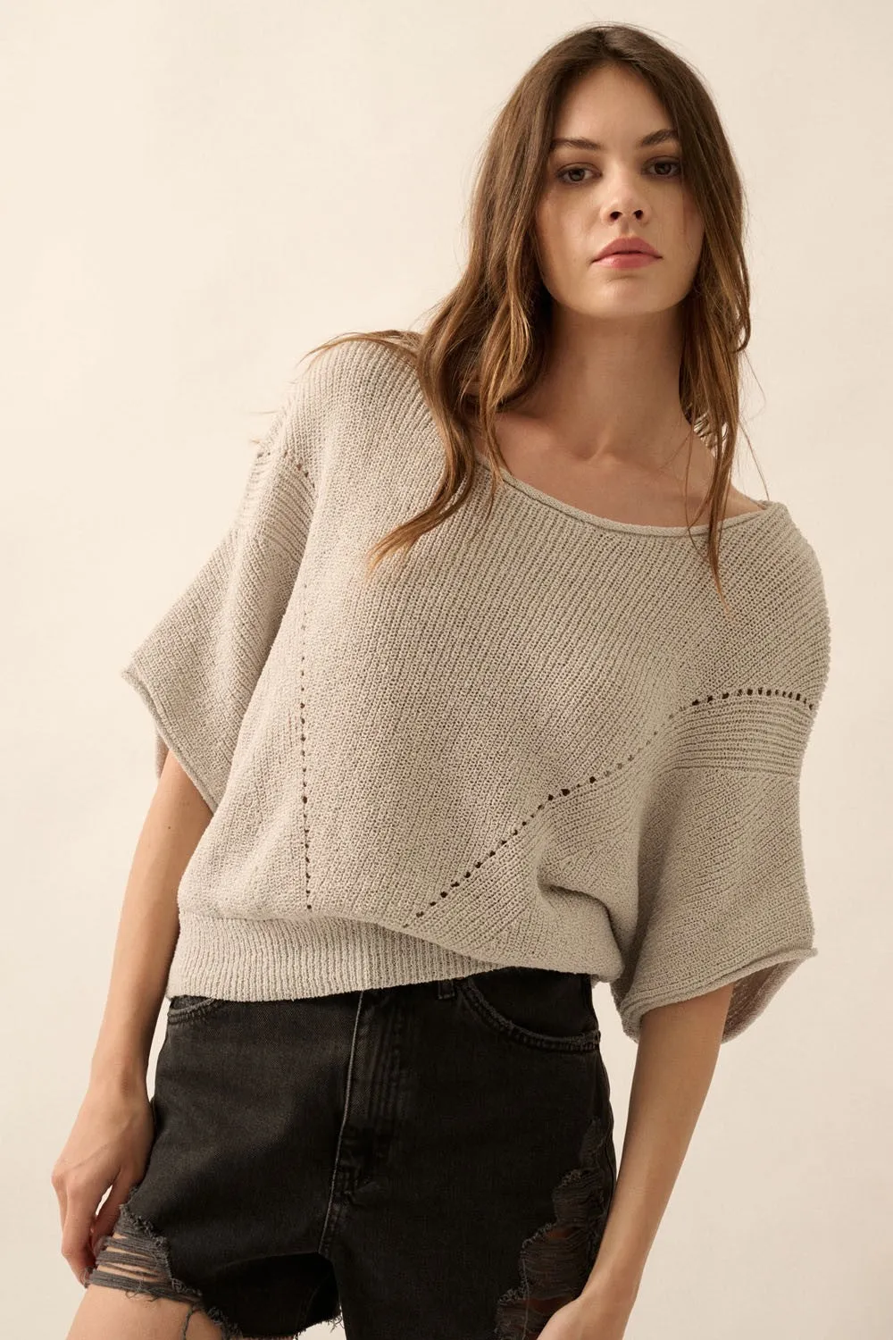 Relaxed Knit Dolman Sleeve Top sold by Evercado