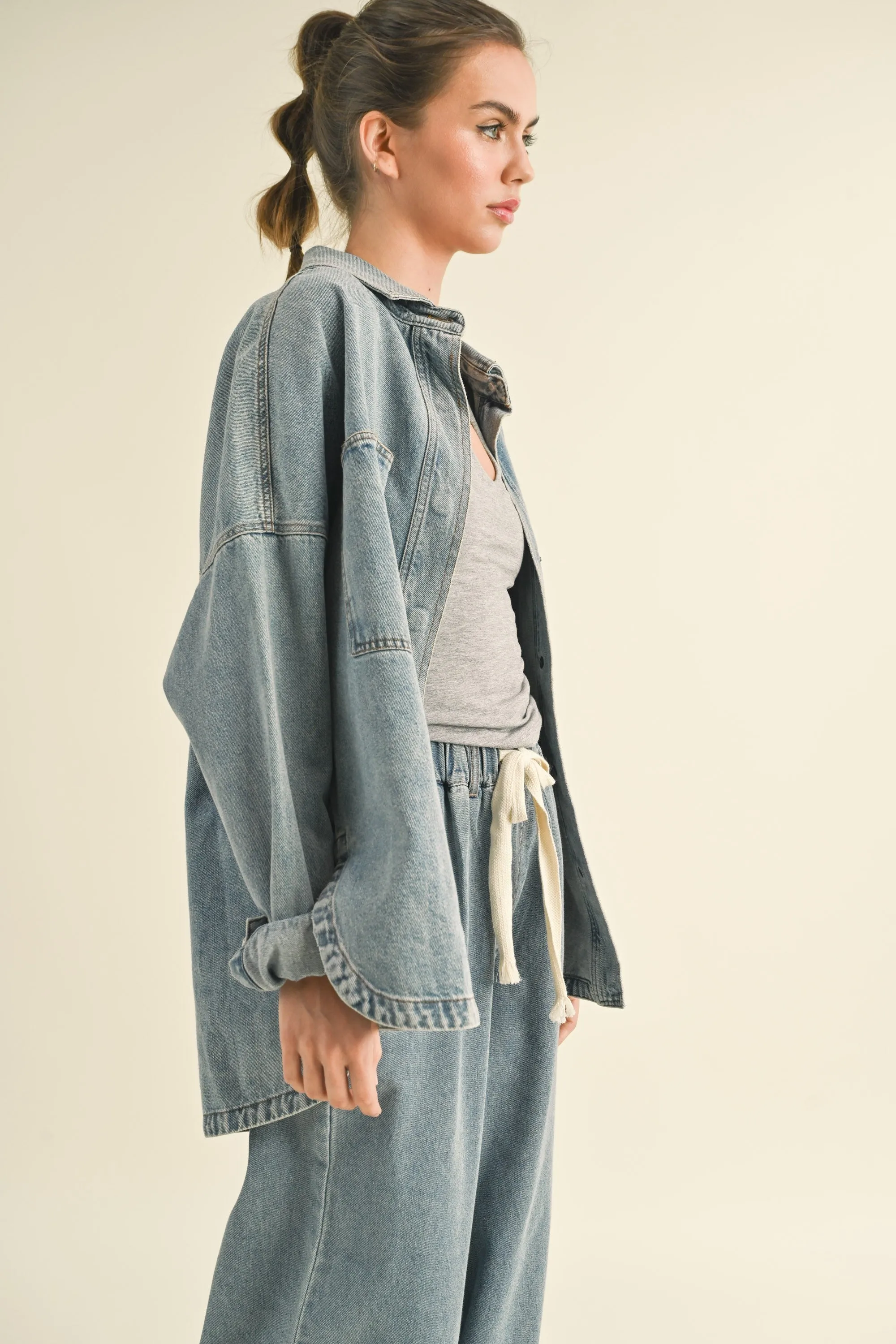 Washed Denim Oversized Shacket sold by Evercado product image thumbnail 4