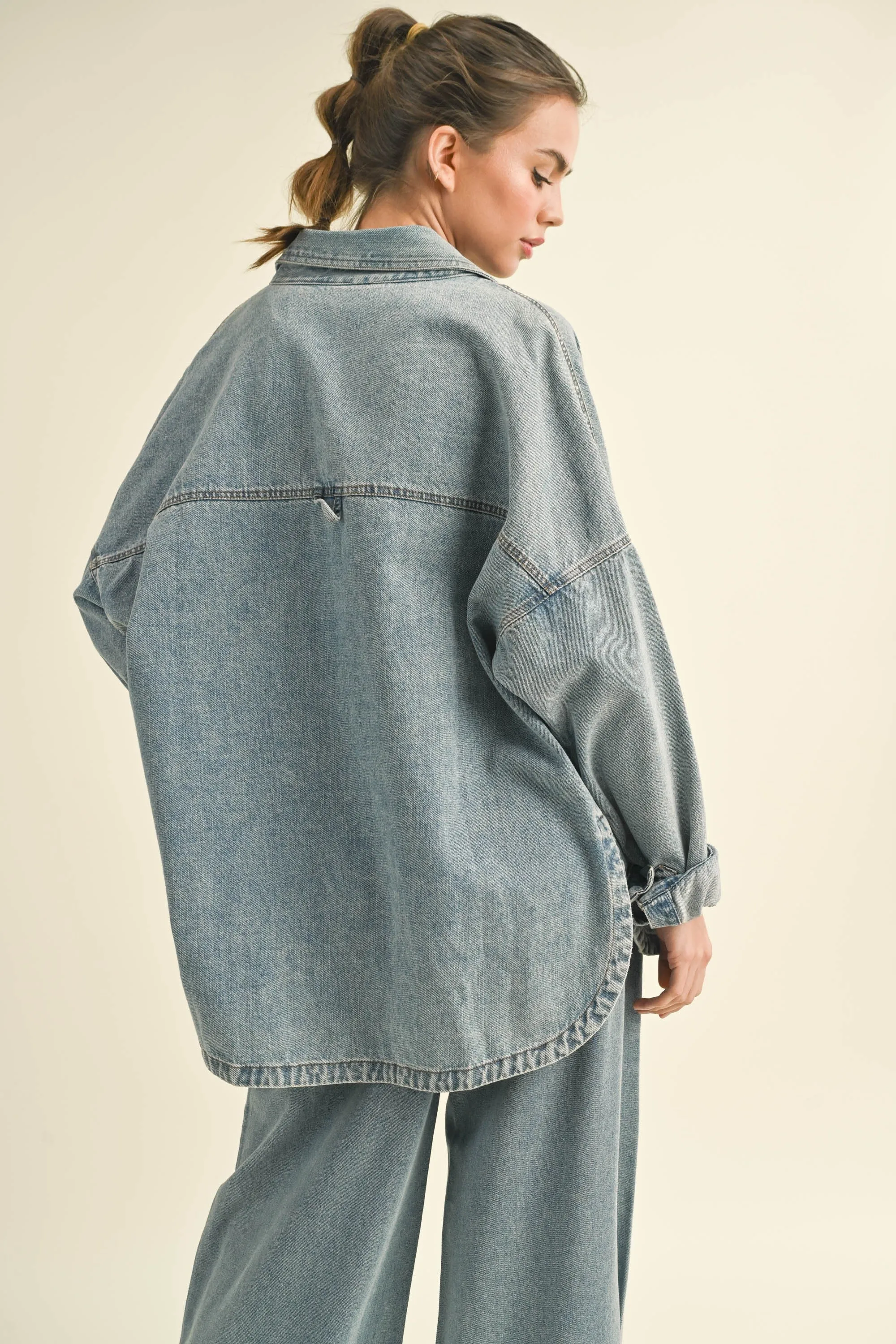 Washed Denim Oversized Shacket sold by Evercado product image thumbnail 2