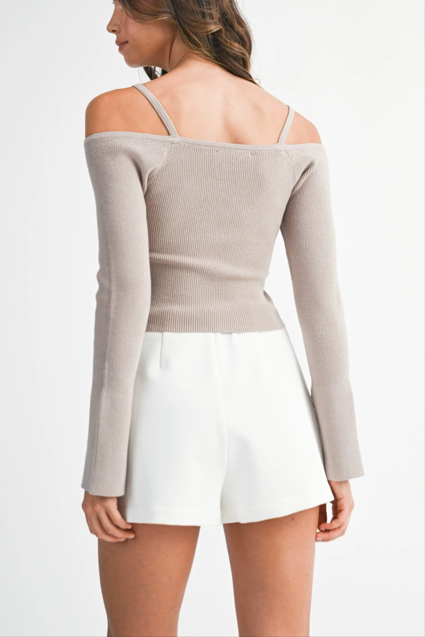 Off Shoulder Ribbed Knit Sweater sold by Evercado product image thumbnail 3