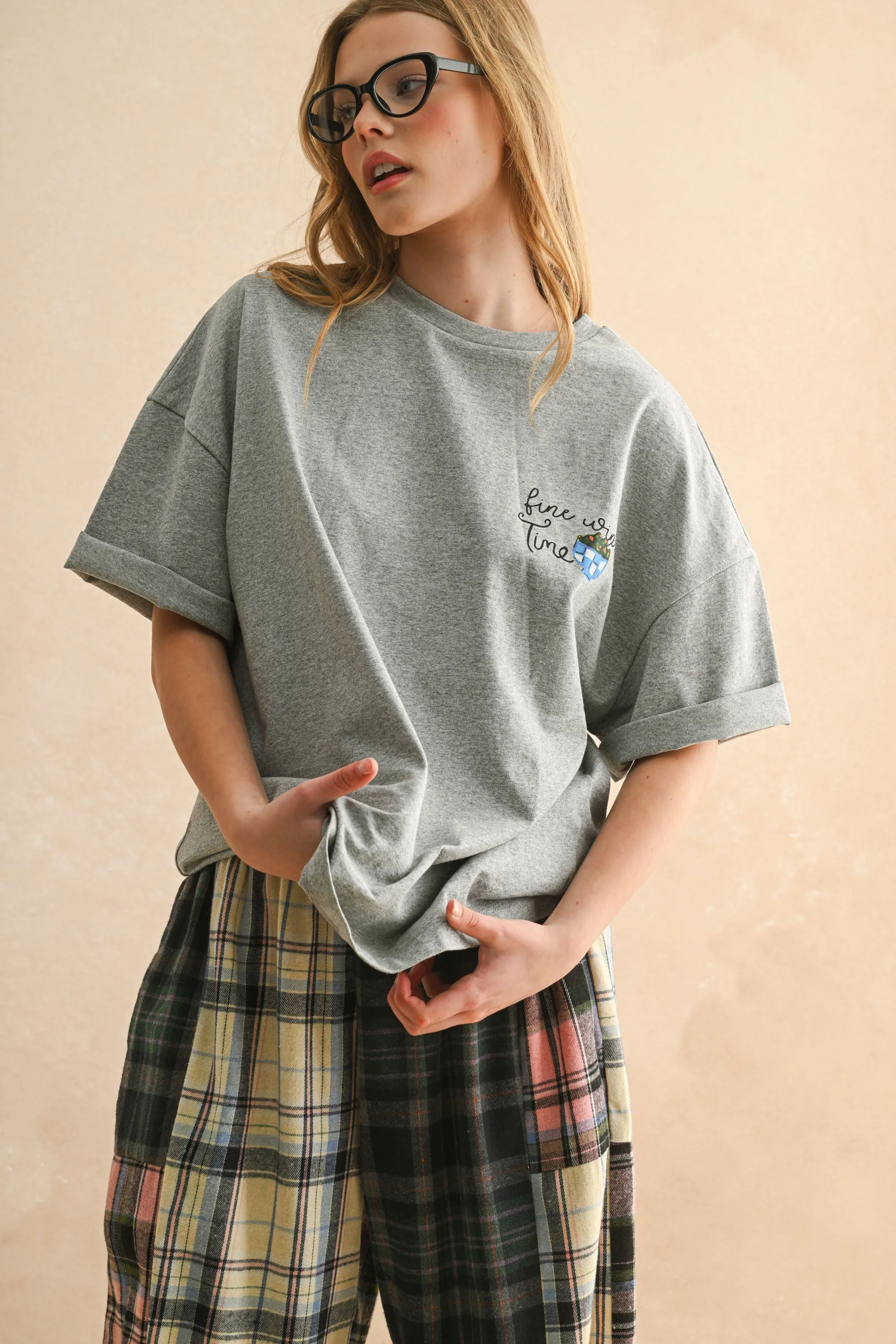 Fine Wine Time Graphic Oversized T-Shirt sold by Evercado