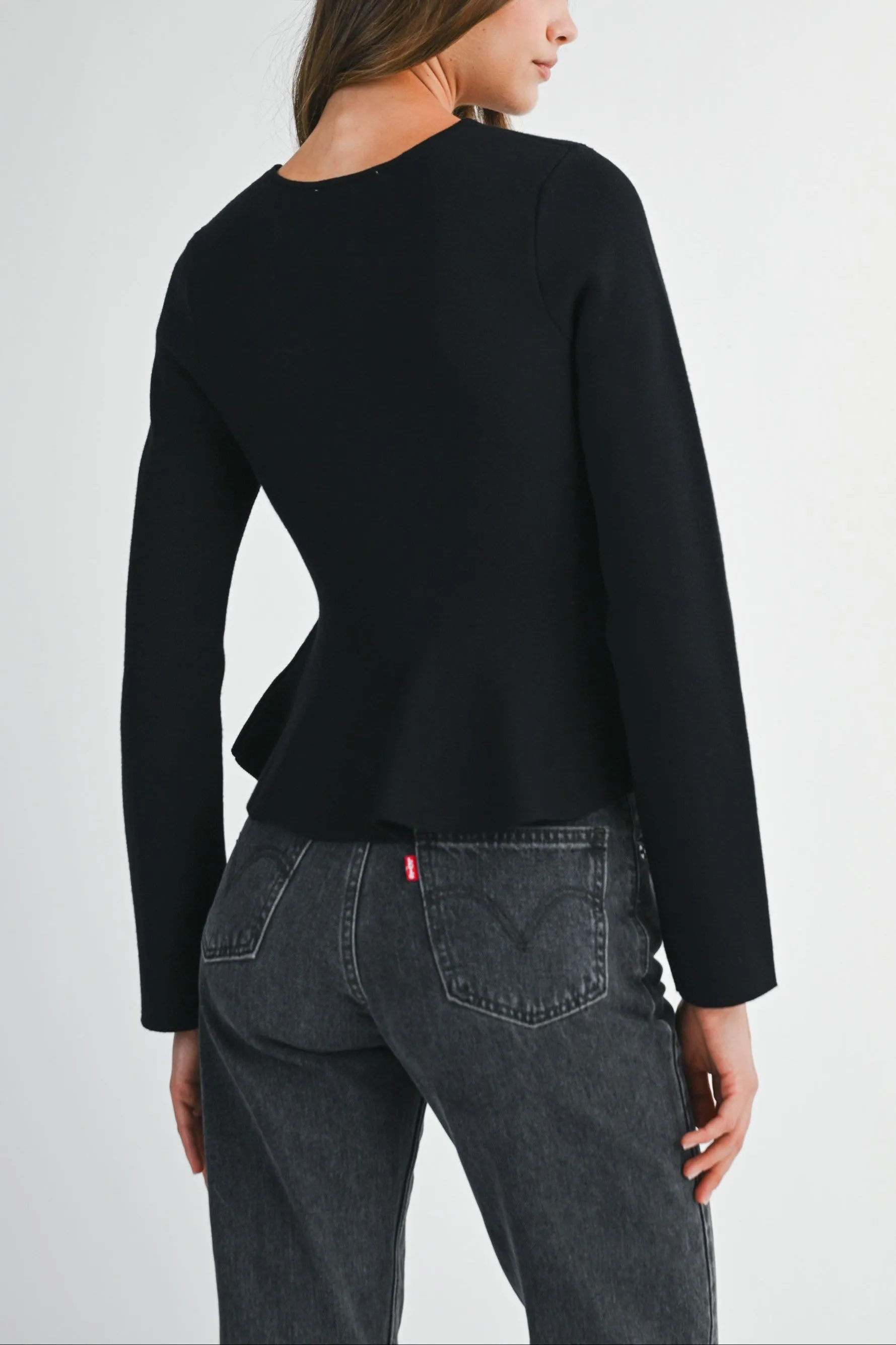 Jewel Bow Peplum Knit Top sold by Evercado product image thumbnail 5