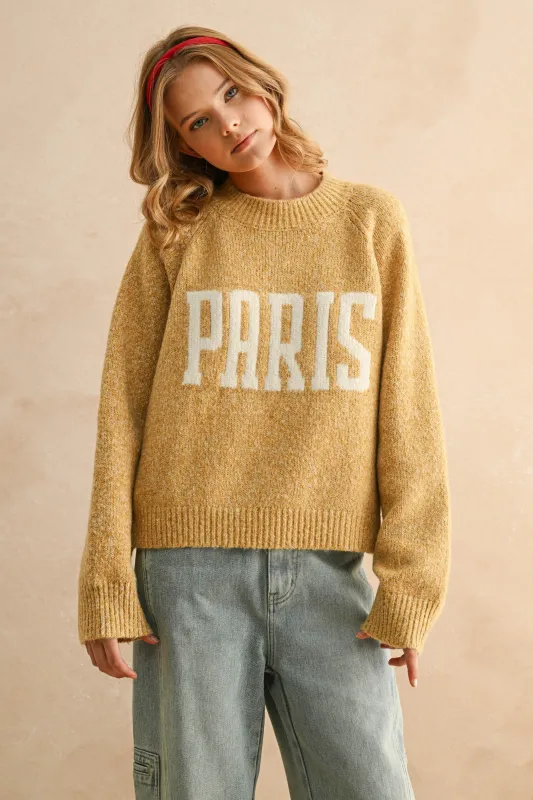 PARIS Graphic Knit Sweater – Cozy Casual Pullover sold by Evercado