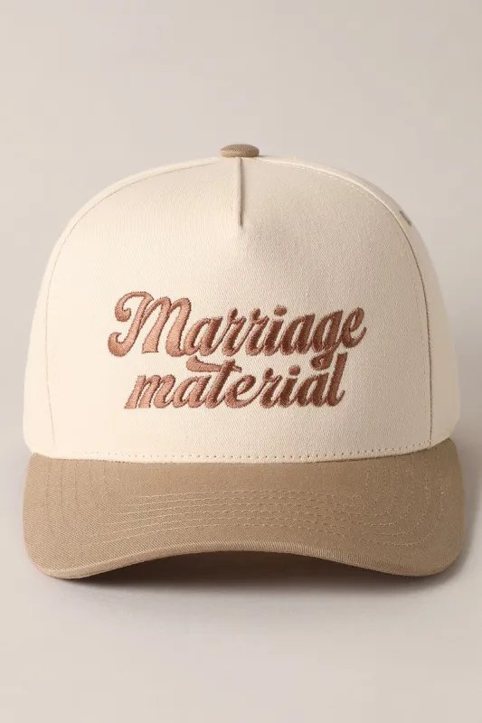 Marriage Material Embroidered Two Tone Cap sold by Evercado