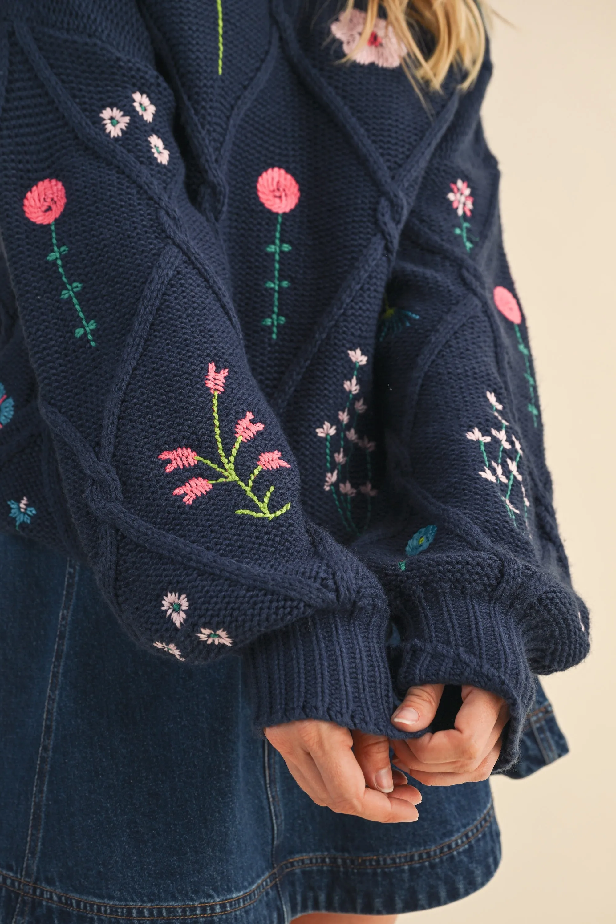 Floral Embroidered Knit Sweater sold by Evercado product image thumbnail 3