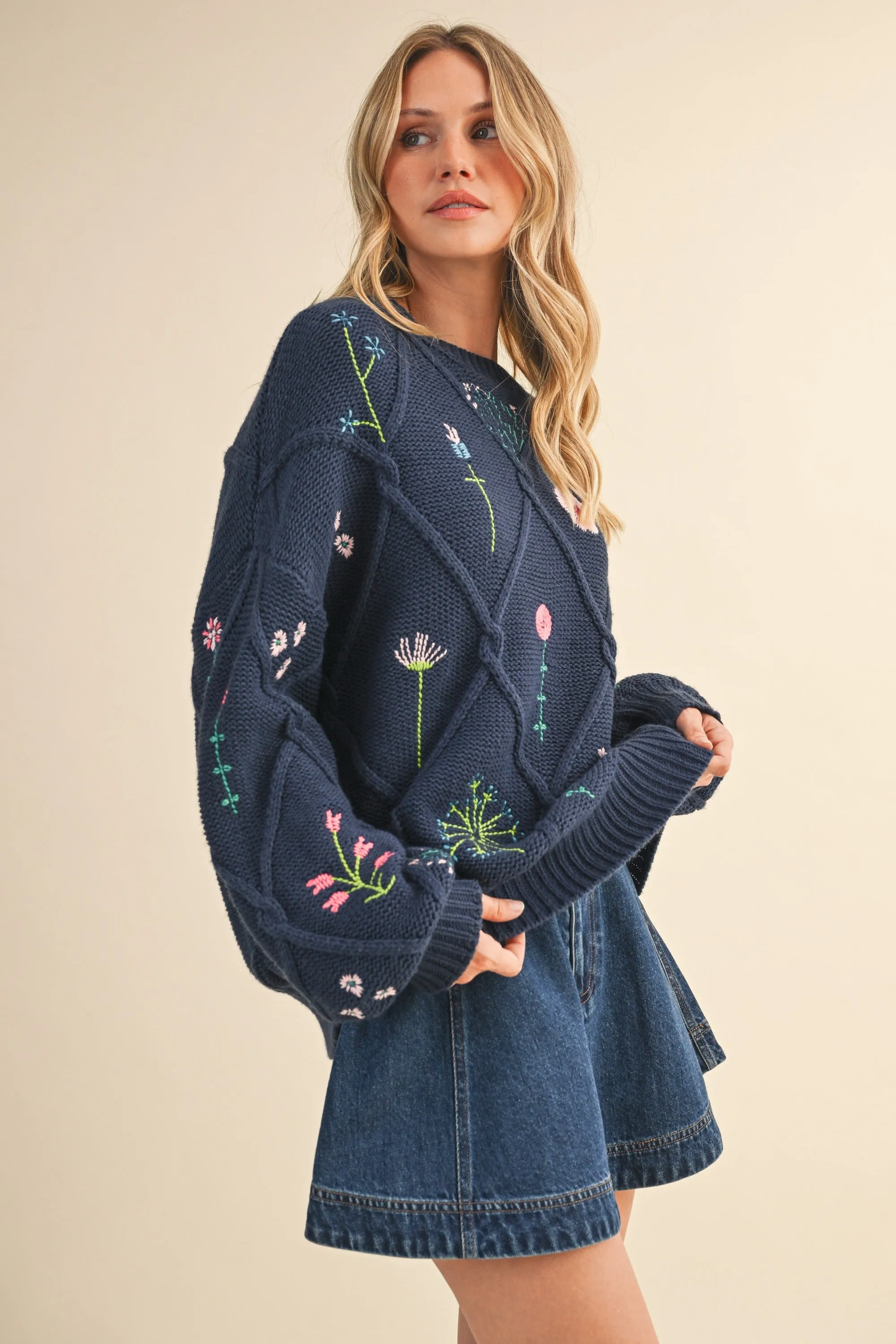 Floral Embroidered Knit Sweater sold by Evercado product image thumbnail 5
