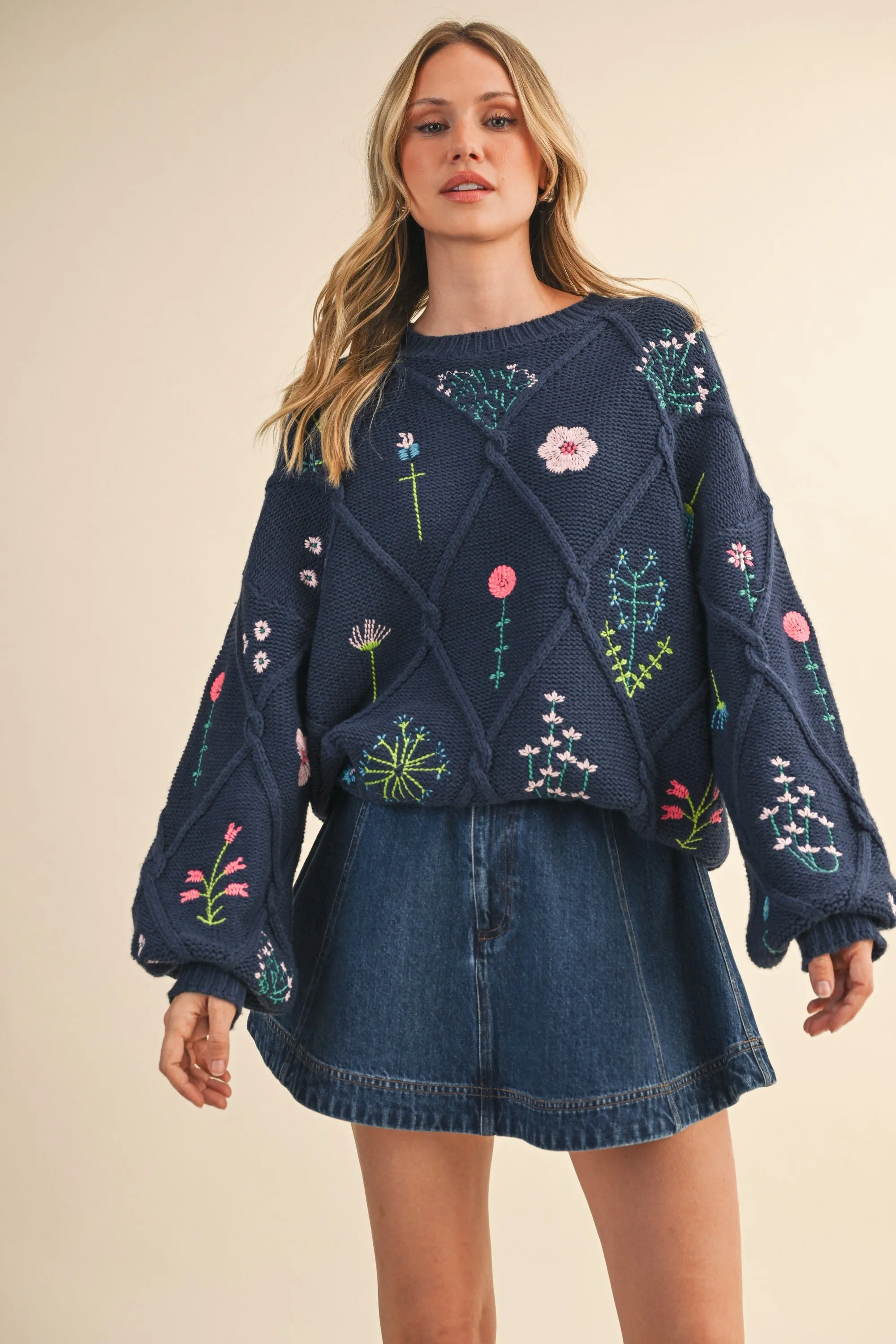 Floral Embroidered Knit Sweater sold by Evercado product image thumbnail 2