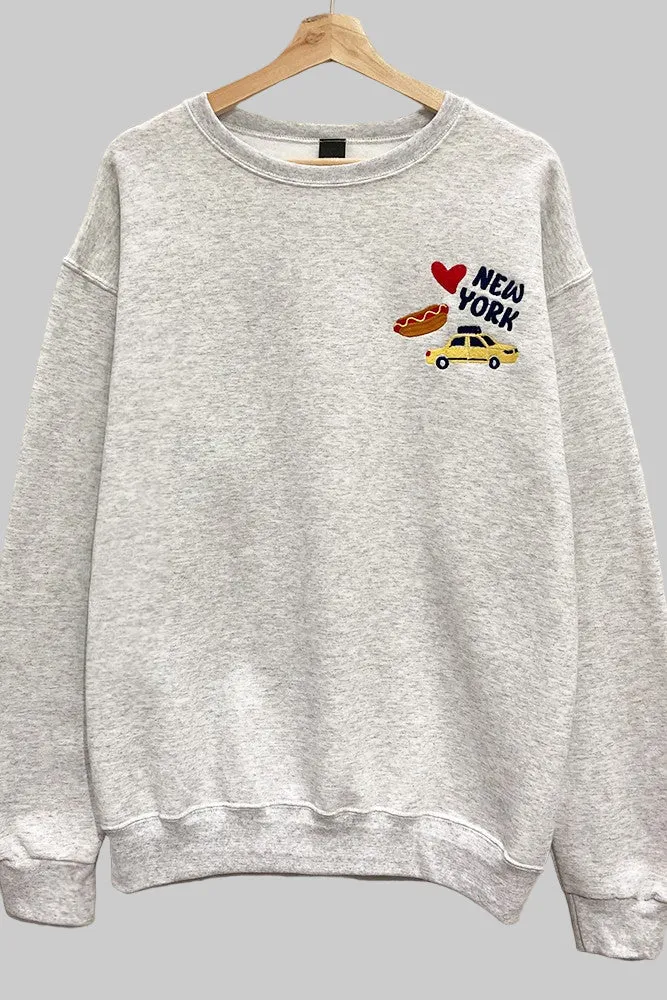 I Love New York Embroidered Oversized Sweatshirt sold by Evercado