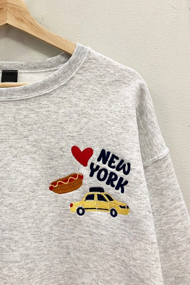 I Love New York Embroidered Oversized Sweatshirt sold by Evercado product image thumbnail 3