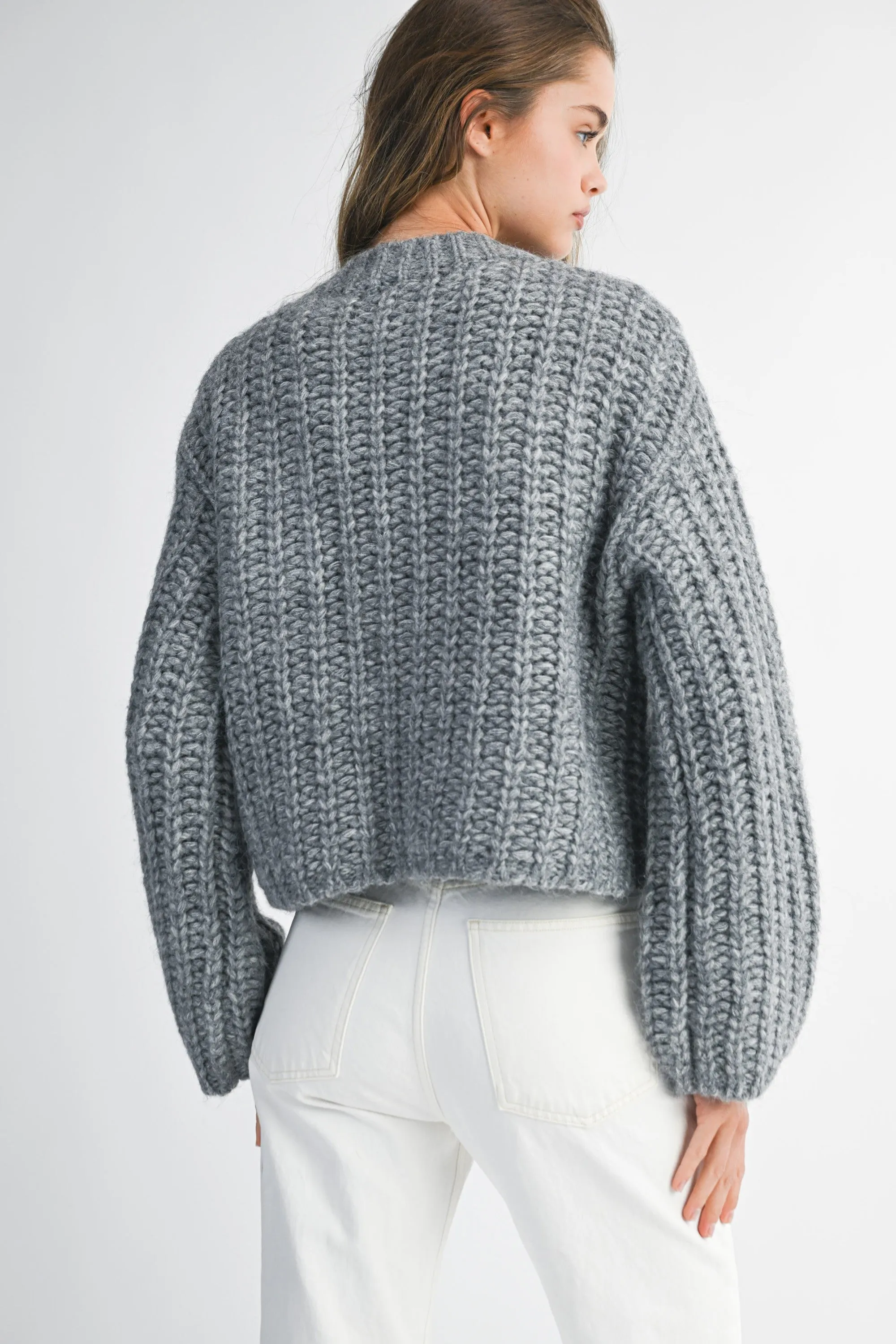 Chunky Knit Gold Button Cardigan sold by Evercado product image thumbnail 5