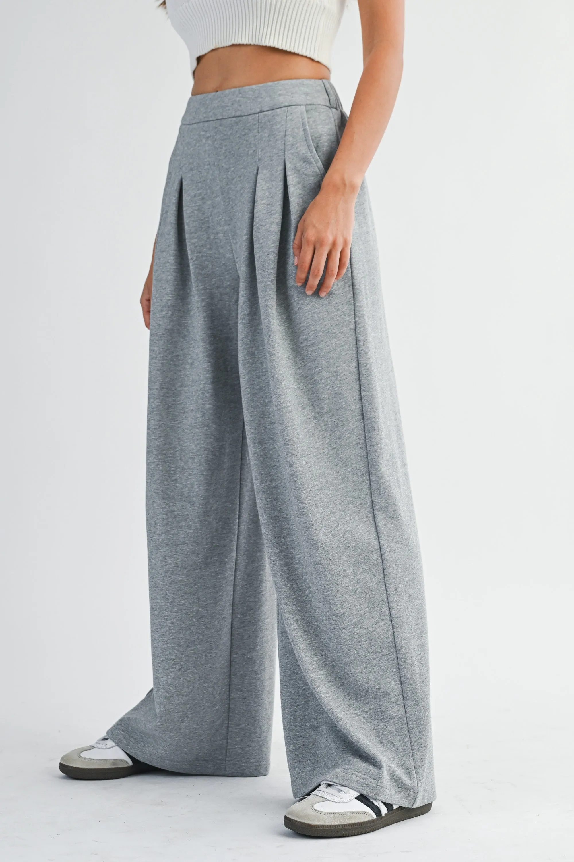 Wide Leg Pleated Lounge Pants with Pockets sold by Evercado