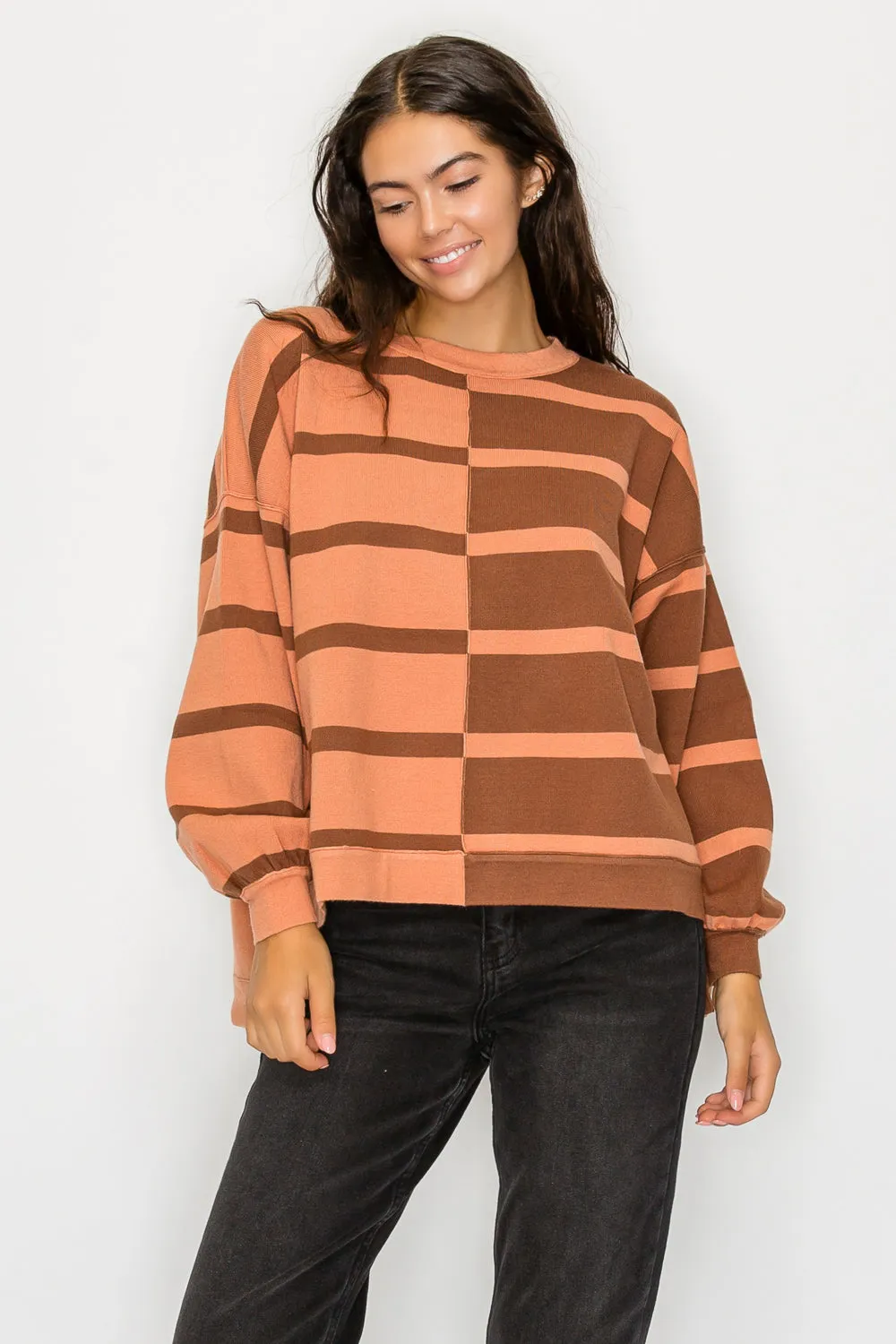 Choco Uptown Stripe Pullover sold by Evercado product image thumbnail 3
