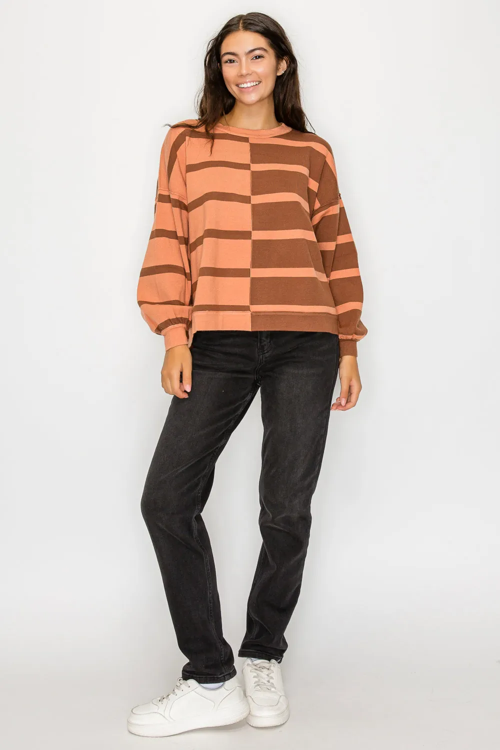 Choco Uptown Stripe Pullover sold by Evercado product image thumbnail 5