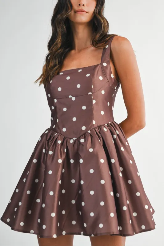 Polka Dot Fit and Flare Mini Dress sold by Evercado