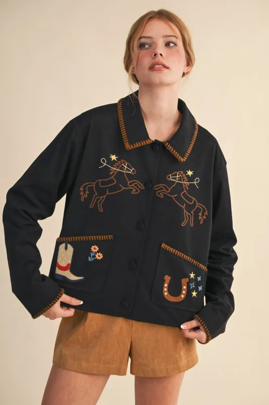 Western Embroidered Suede Jacket sold by Evercado