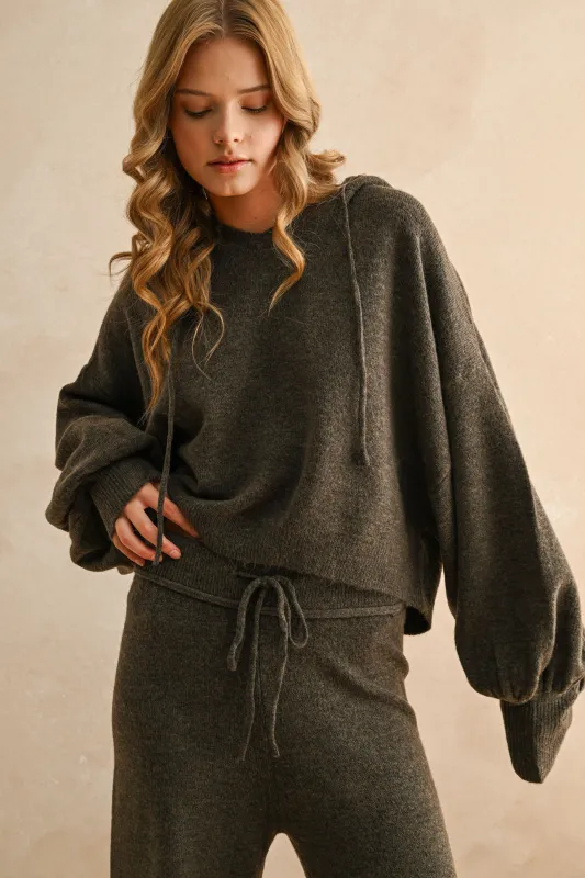 Balloon Sleeve Hoodie Sweater sold by Evercado